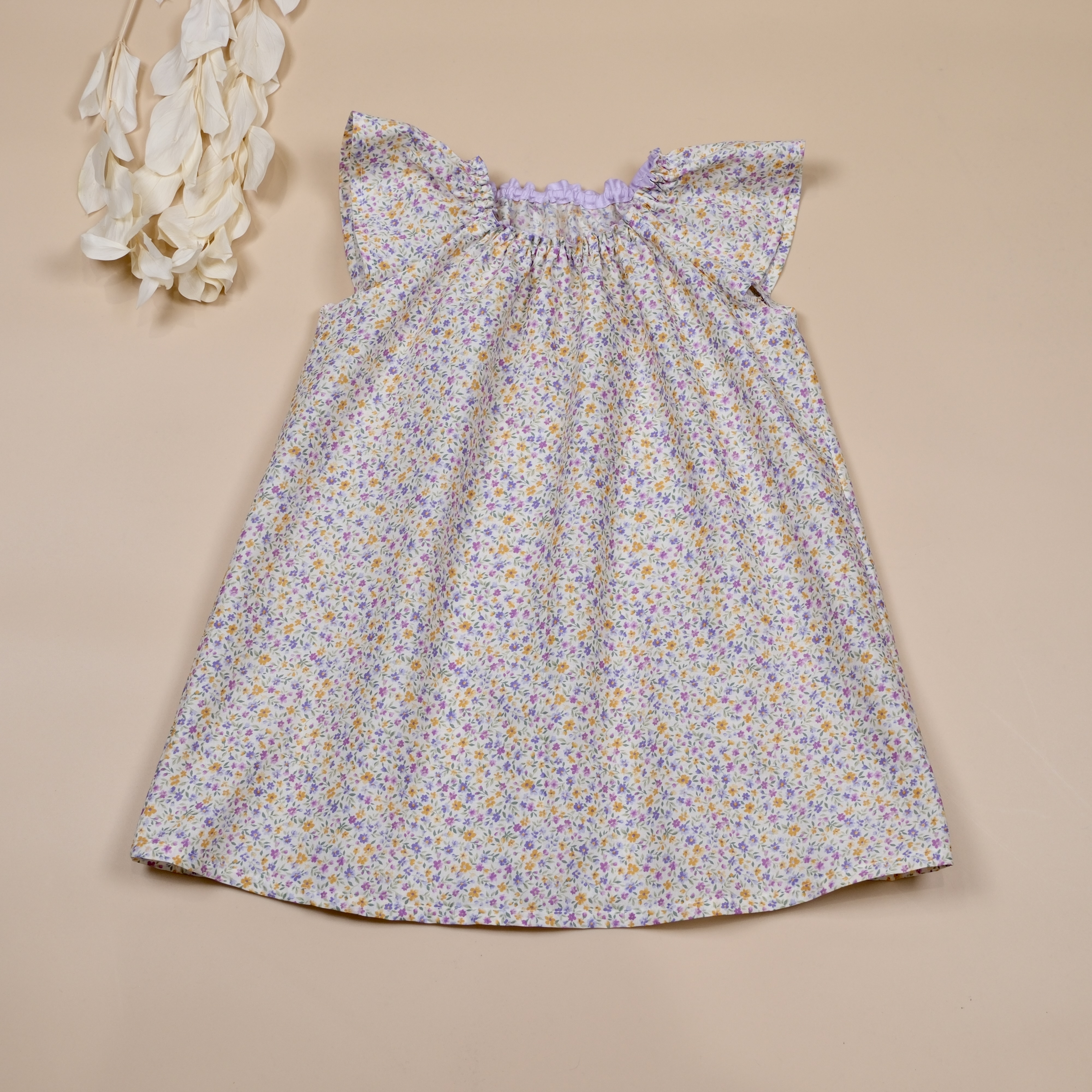 日常小花洋裝｜奶紫花