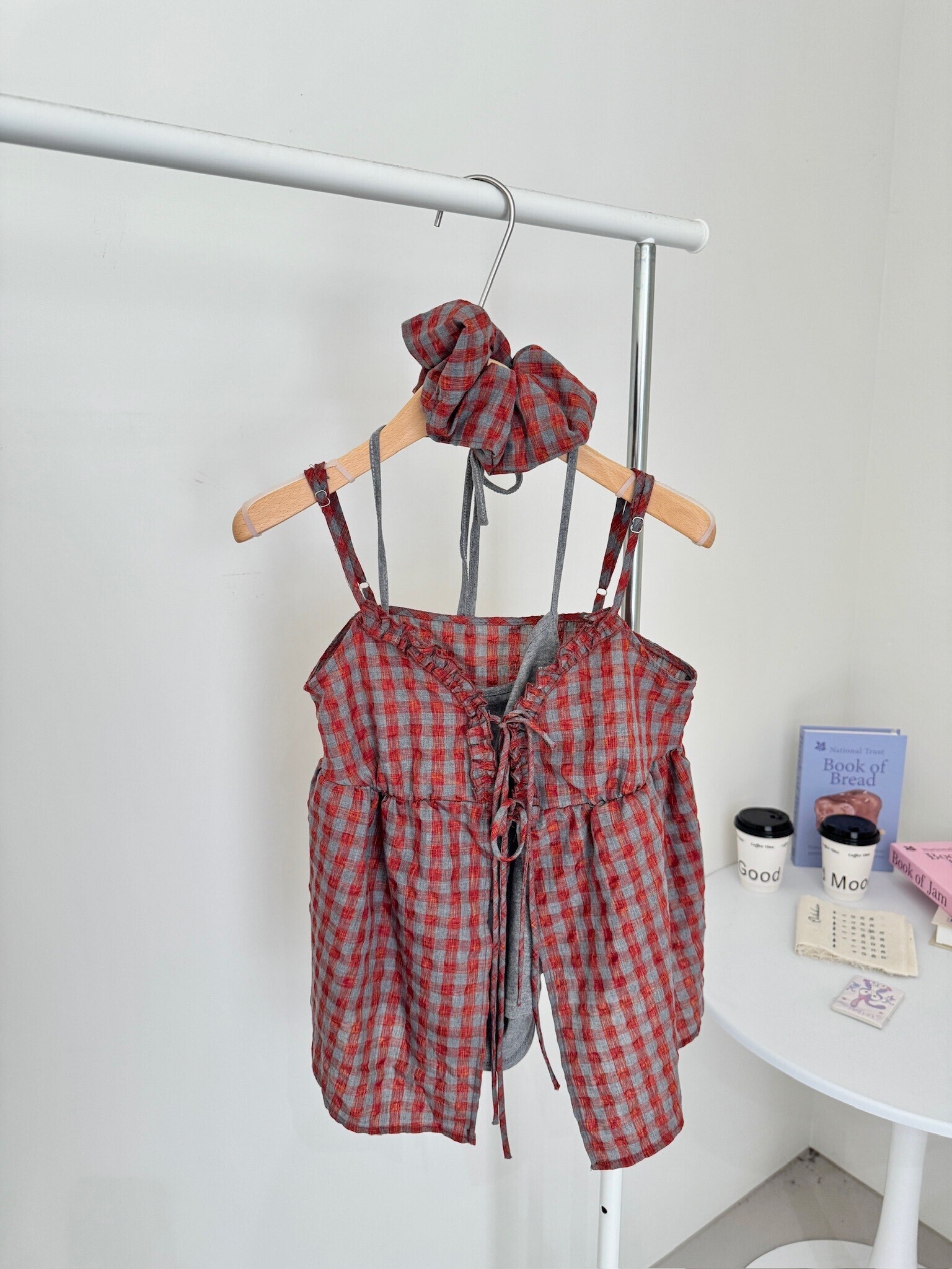 格子兩件式背心