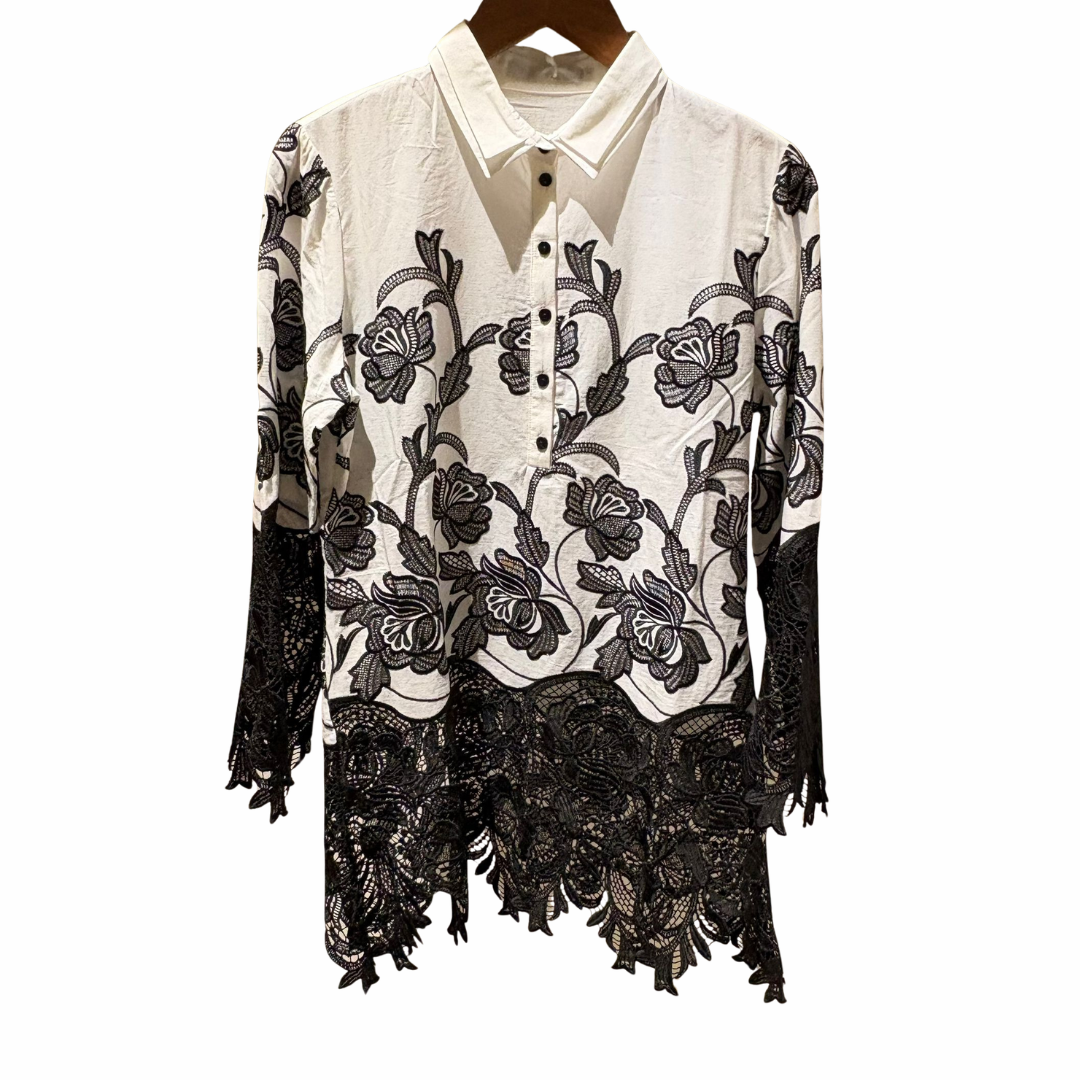 1AF0323-271 [ANNE FONTAINE] Shirts Black/White #P20F01700 (EU)