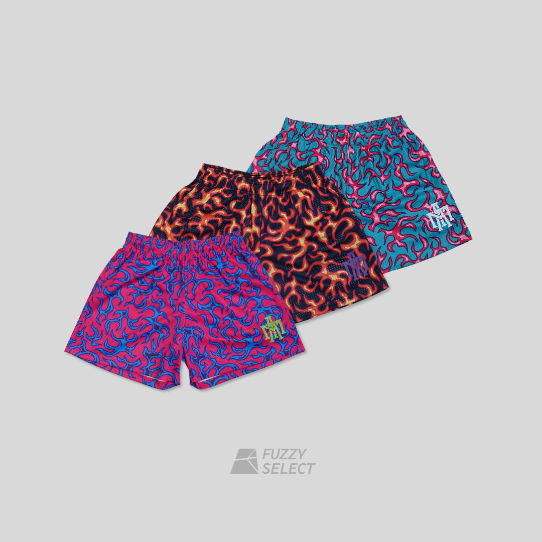 【逢甲FUZZY】MTA Flame Shorts 網布 火焰 短褲 黑 桃紅 藍 MT25P002