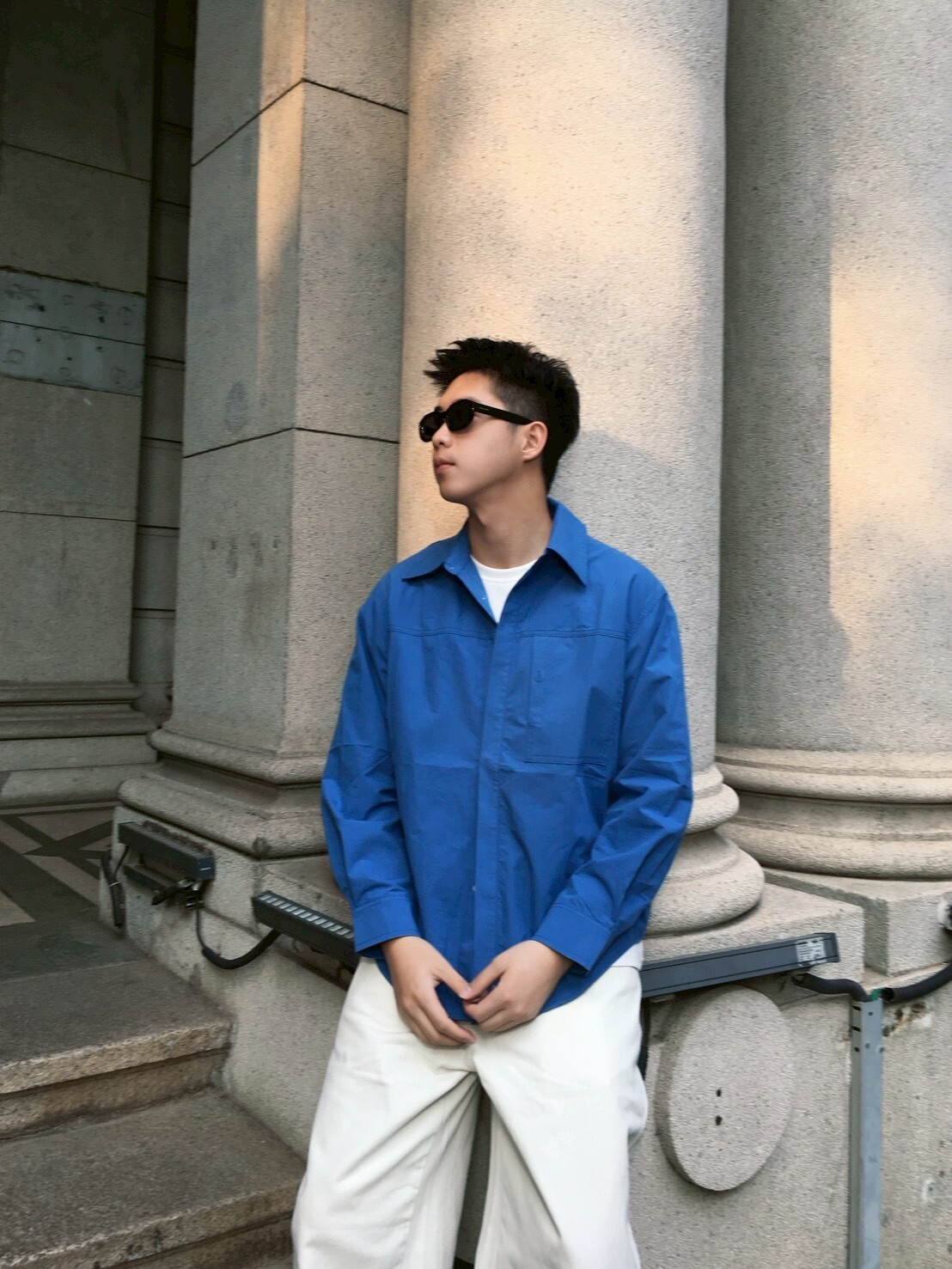 城市挺版襯衫/藍色