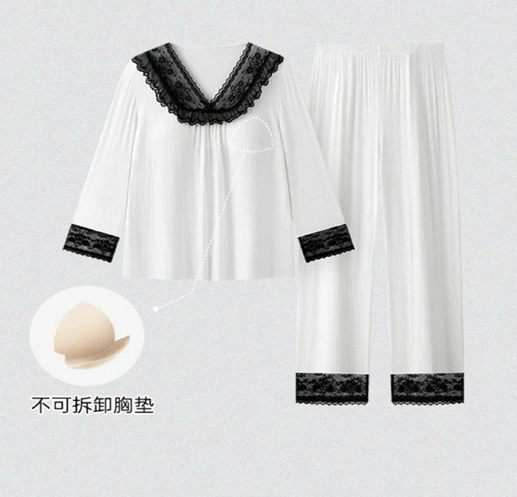 B17 LLX61751莫代爾法式花邊睡衣兩件套 均碼80-140斤 $208/1套