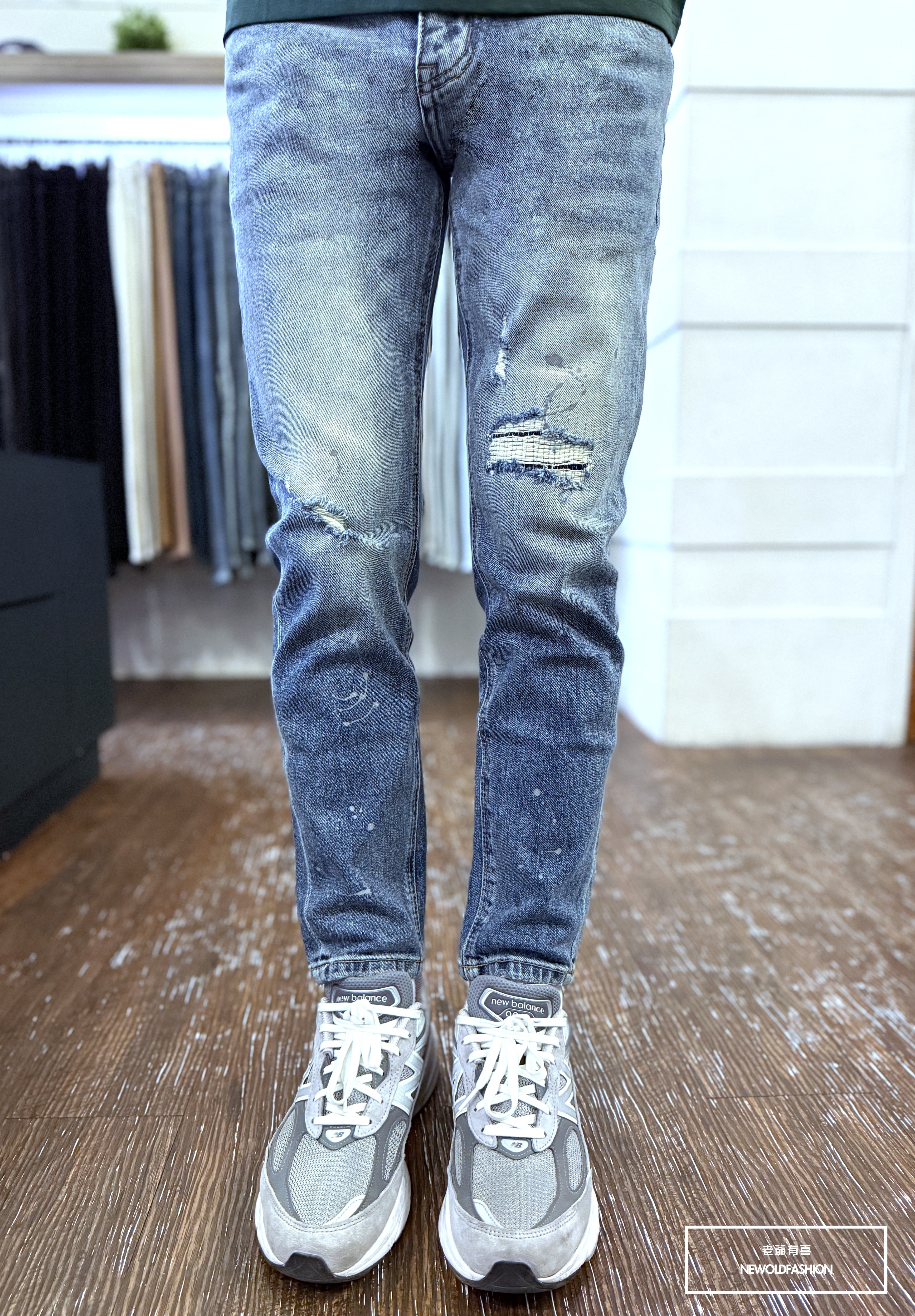 『官網限定』重磅墨灰潑漆破壞九分小直筒(NOF2603K598)