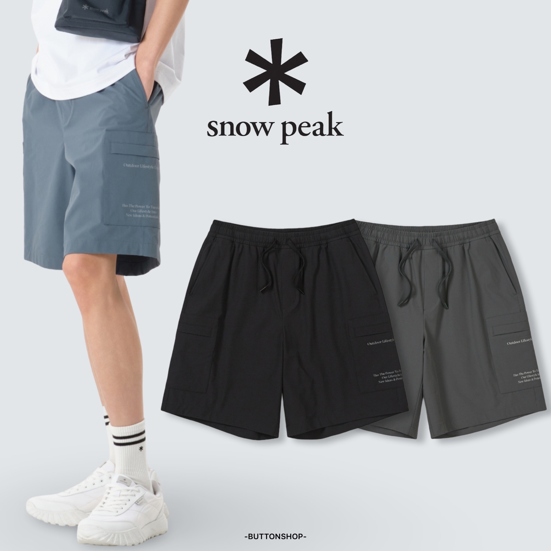 【春季新品限時折扣🔥 3/29 晚上12:00結束】Snow Peak Lago Cargo Shorts 26ss 口袋標語 短褲 S26MMTHP26
