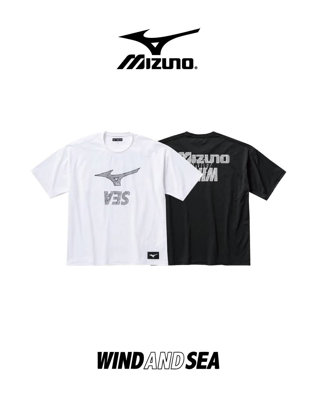 MIZUNO FREE STYLE x WIND AND SEA 短袖圓領衫 聯名款 白/黑 26 S/S Loose Fit S/S Tee  _ 32MA6WS009