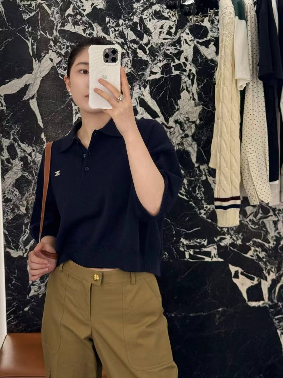 CELINE 凱旋門小標Logo 針織短袖上衣