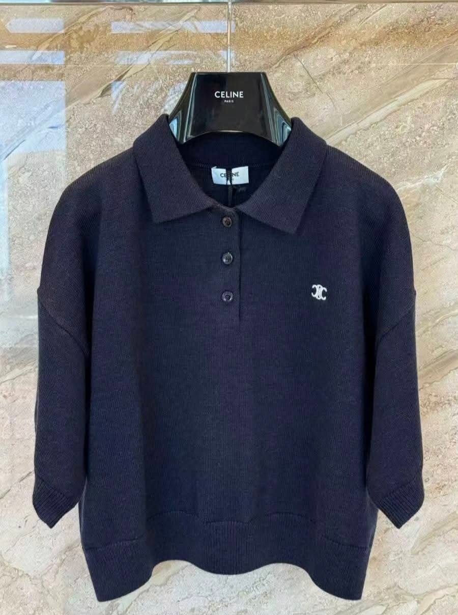 CELINE 凱旋門小標Logo 針織短袖上衣