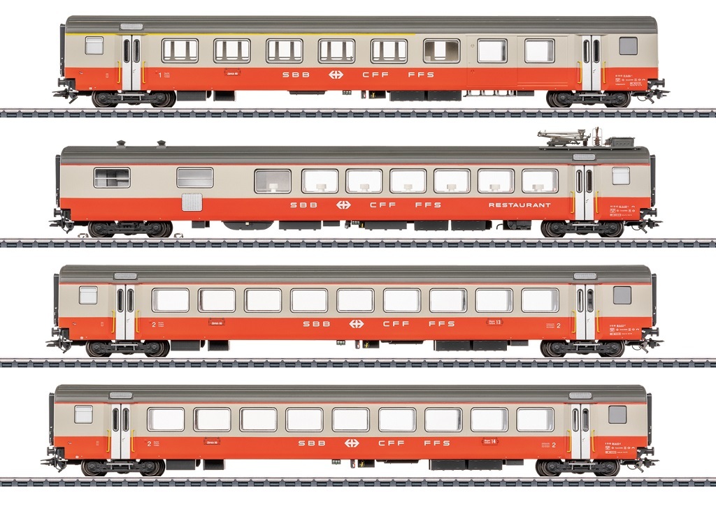 Marklin 42190 HO Scale Swiss Express Passenger Car Set  4 car groups