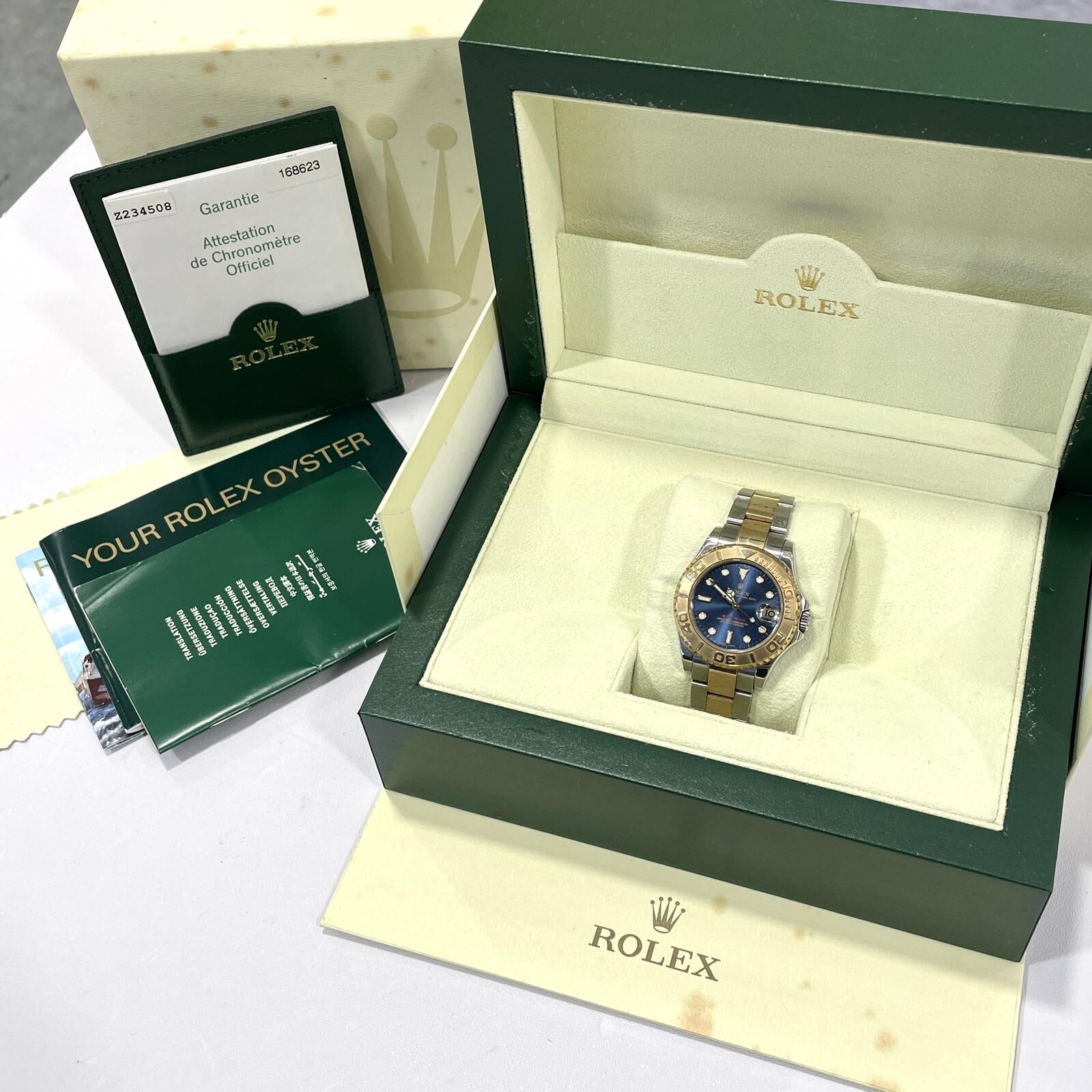 98%NEW ROLEX手錶 16623 Yacht-Master 藍色錶盤 18K黃金錶圈 35mm  #香榭站正品