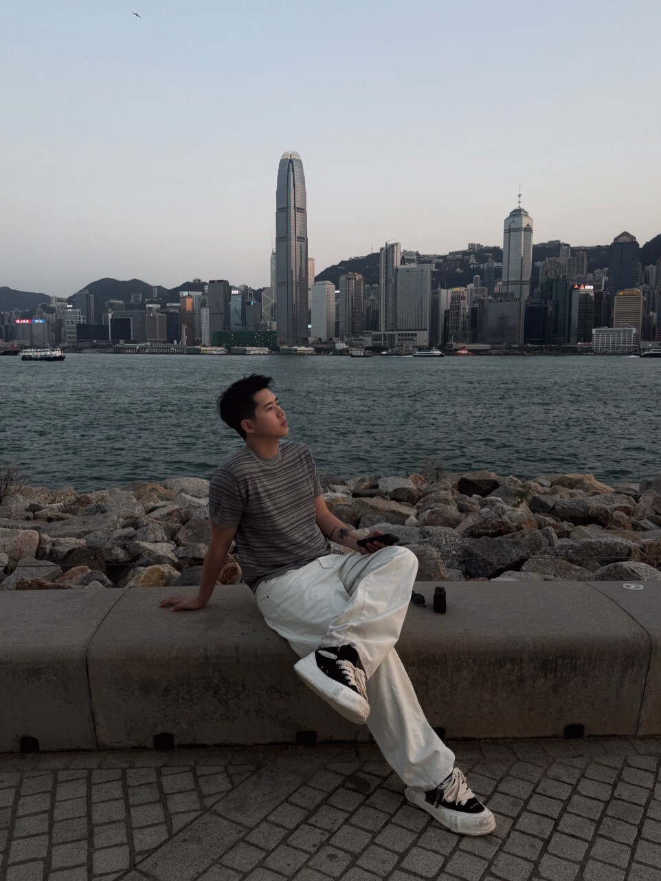 文青復古條紋針織衫/灰色