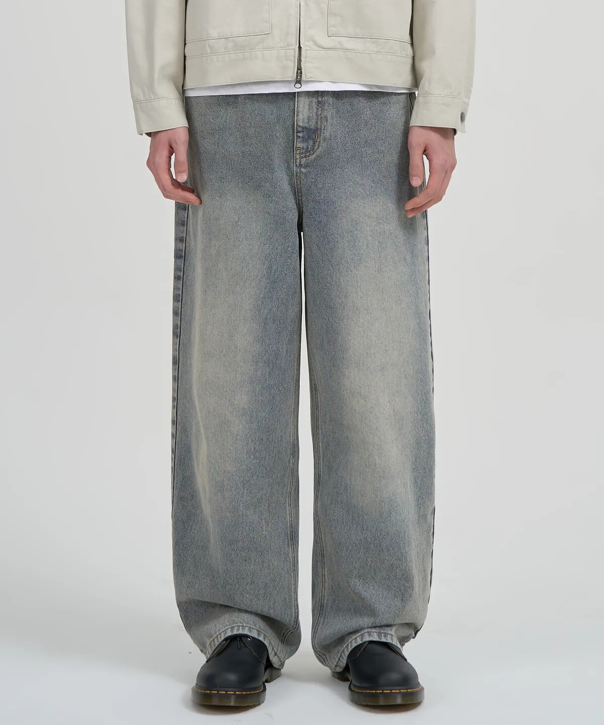 【OWN】TOFFEE 牛仔褲 水洗 刷白 寬褲 新品 韓系 四季 不分男女 刷白藍 刷白黑