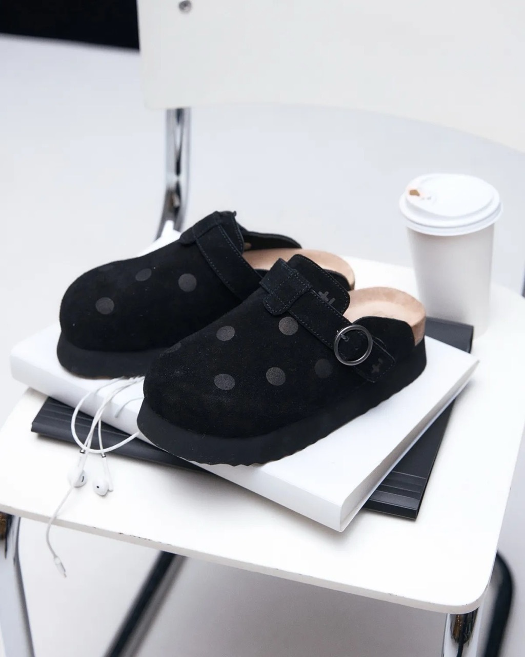 🇰🇷 OTZ DAY DOT EDITION TAPI CLOG 波點勃肯鞋 厚底 增高 拖鞋 包頭鞋 穆勒鞋 懶人鞋 黑色 麂皮 女鞋 FLOTGA1W48 / 預購