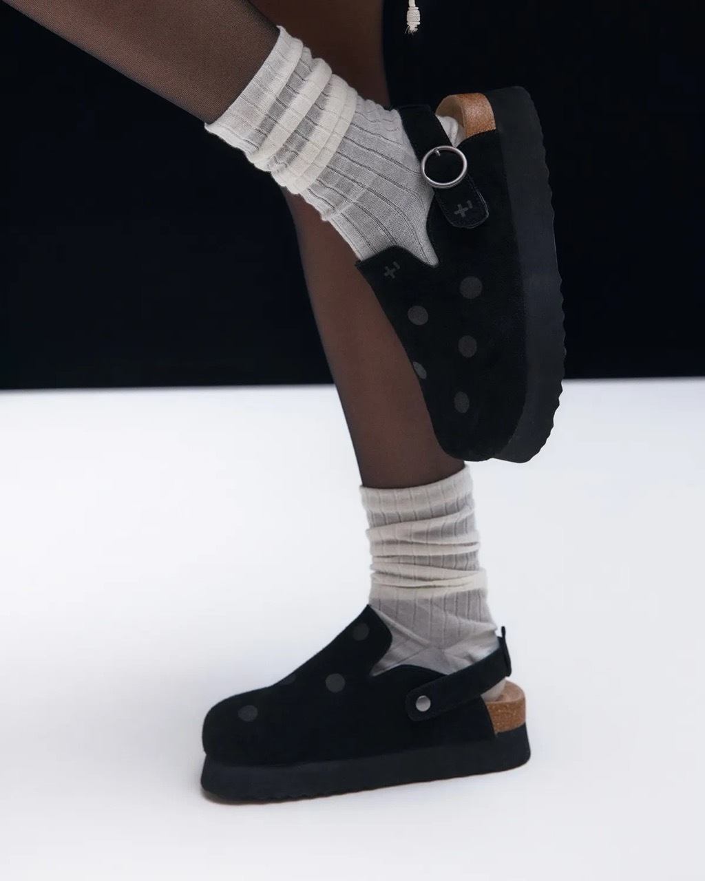 🇰🇷 OTZ DAY DOT EDITION TAPI CLOG 波點勃肯鞋 厚底 增高 拖鞋 包頭鞋 穆勒鞋 懶人鞋 黑色 麂皮 女鞋 FLOTGA1W48 / 預購