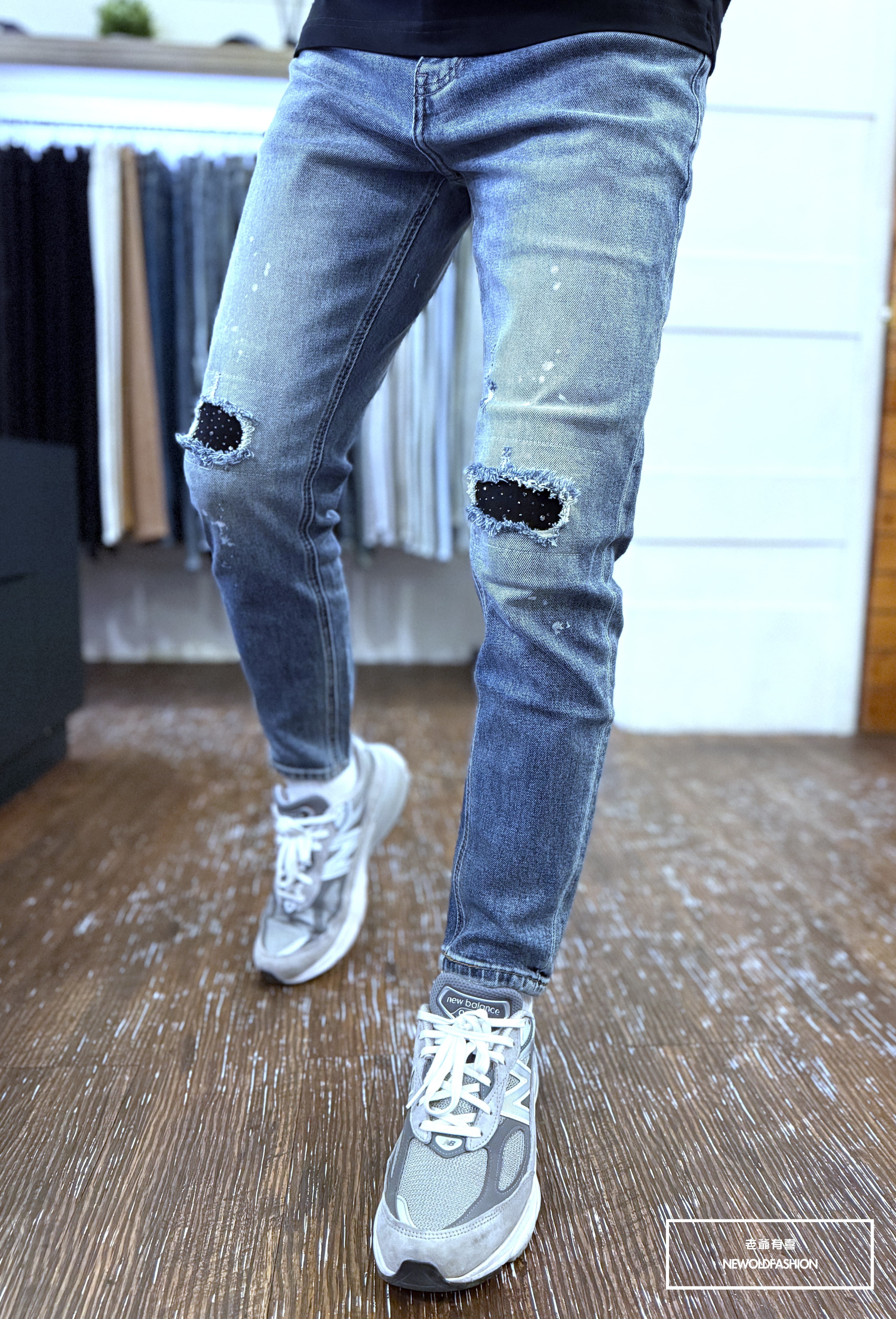 『官網限定』重磅潑墨銀鑽九分小直筒(NOF2603K597)