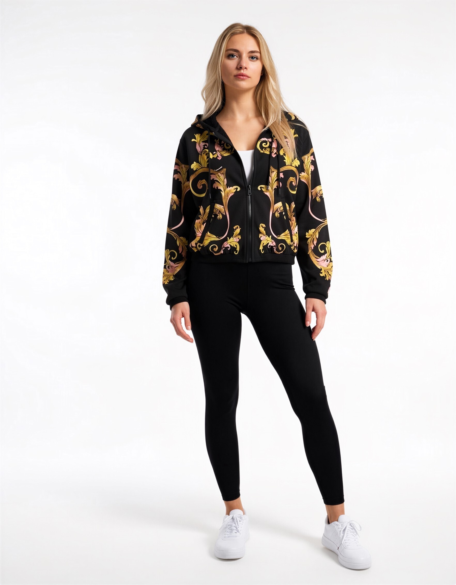 VJC 女款 經典圖案 薄外套 黑色