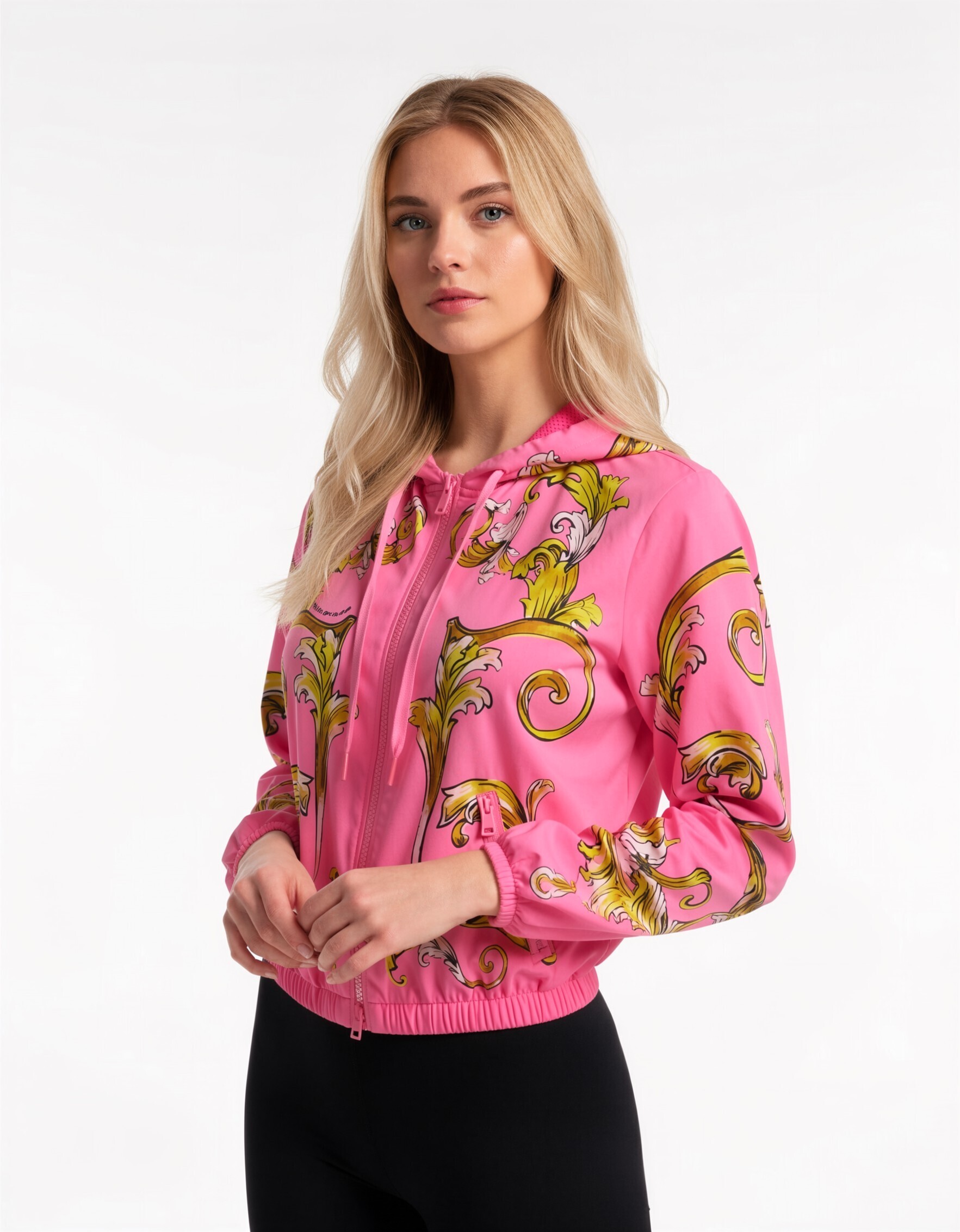 VJC 女款 經典圖案 薄外套 桃紅色