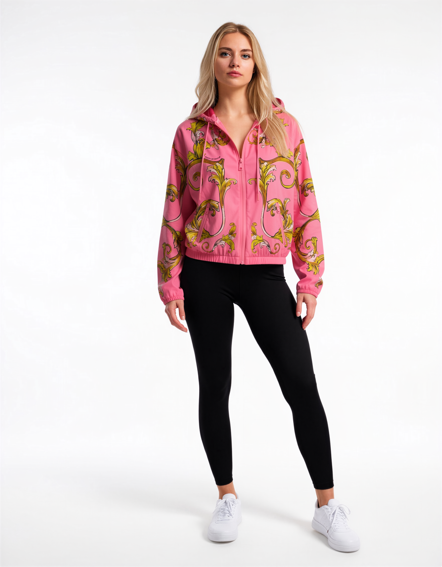 VJC 女款 經典圖案 薄外套 桃紅色