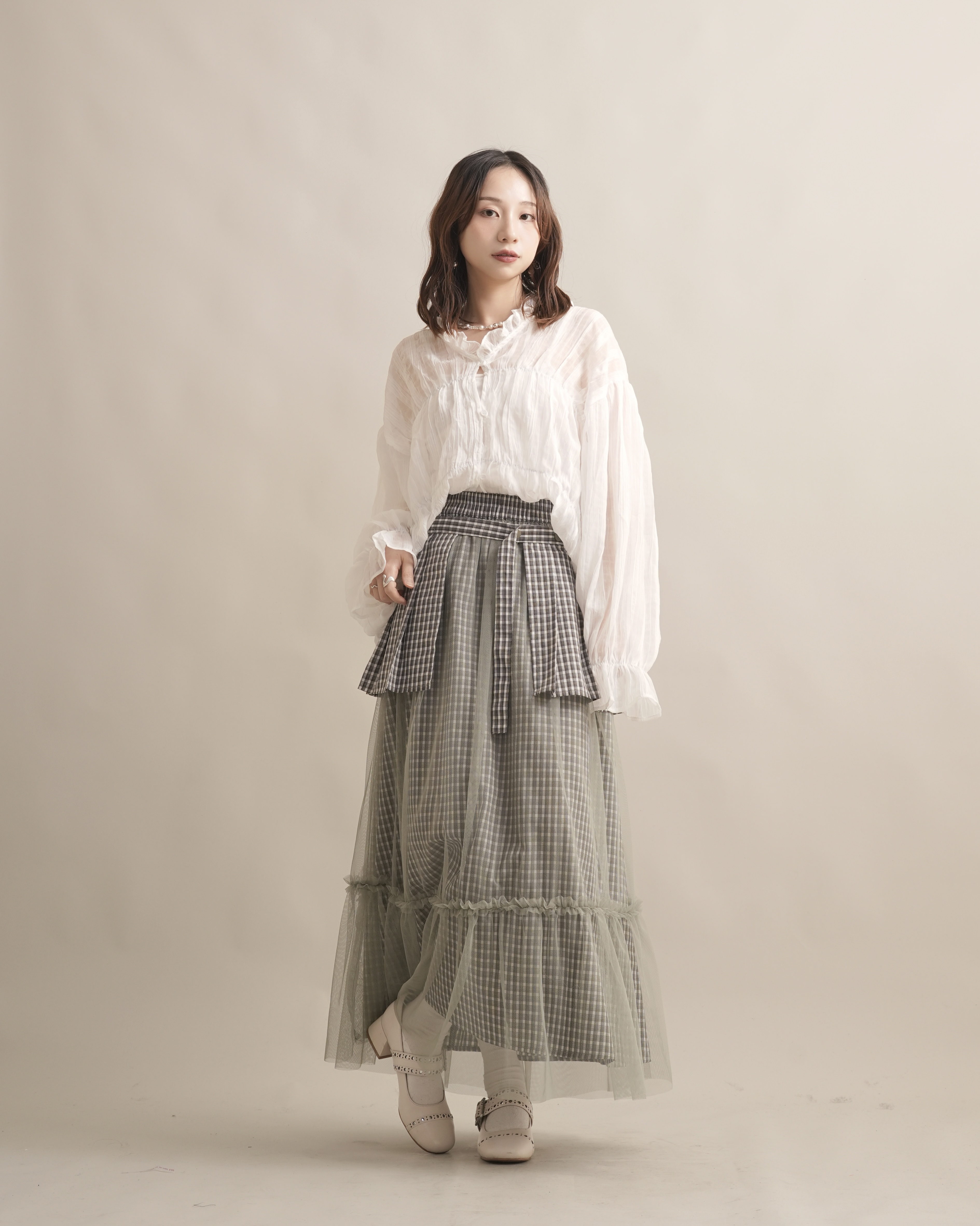 060301 小眾設計款! 透感開襟襯衫 - 白