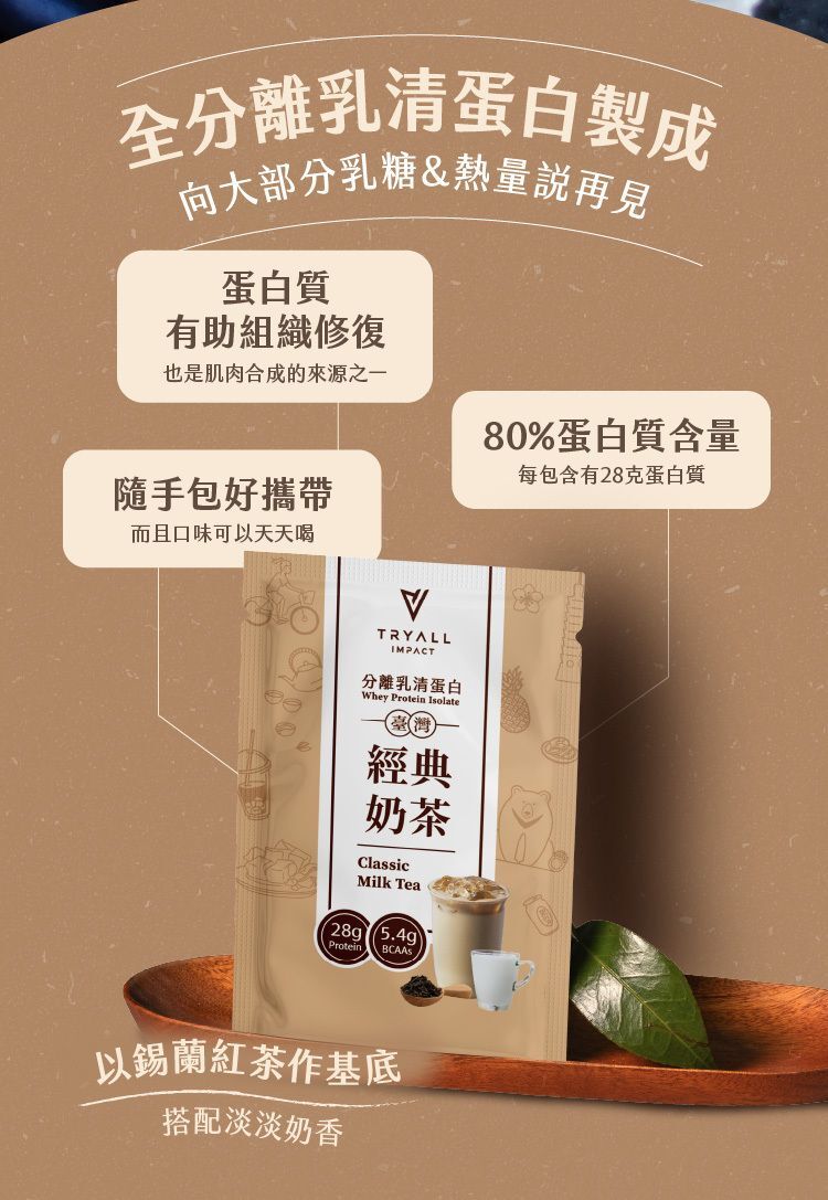 TRYALL 全分離乳清蛋白 - 經典奶茶 35g