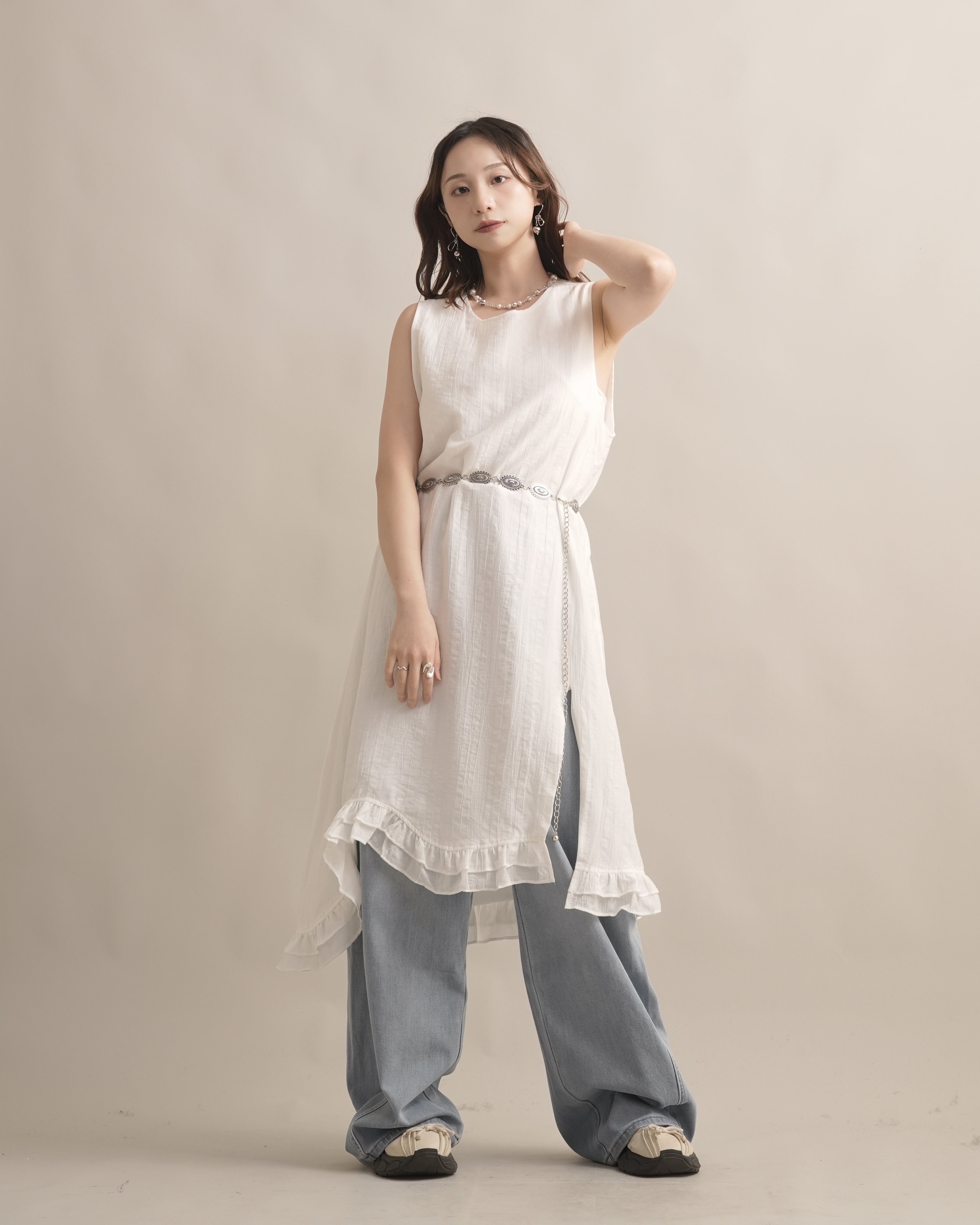 060289 小眾設計款! 不對稱荷葉邊背心洋 - 3 colors