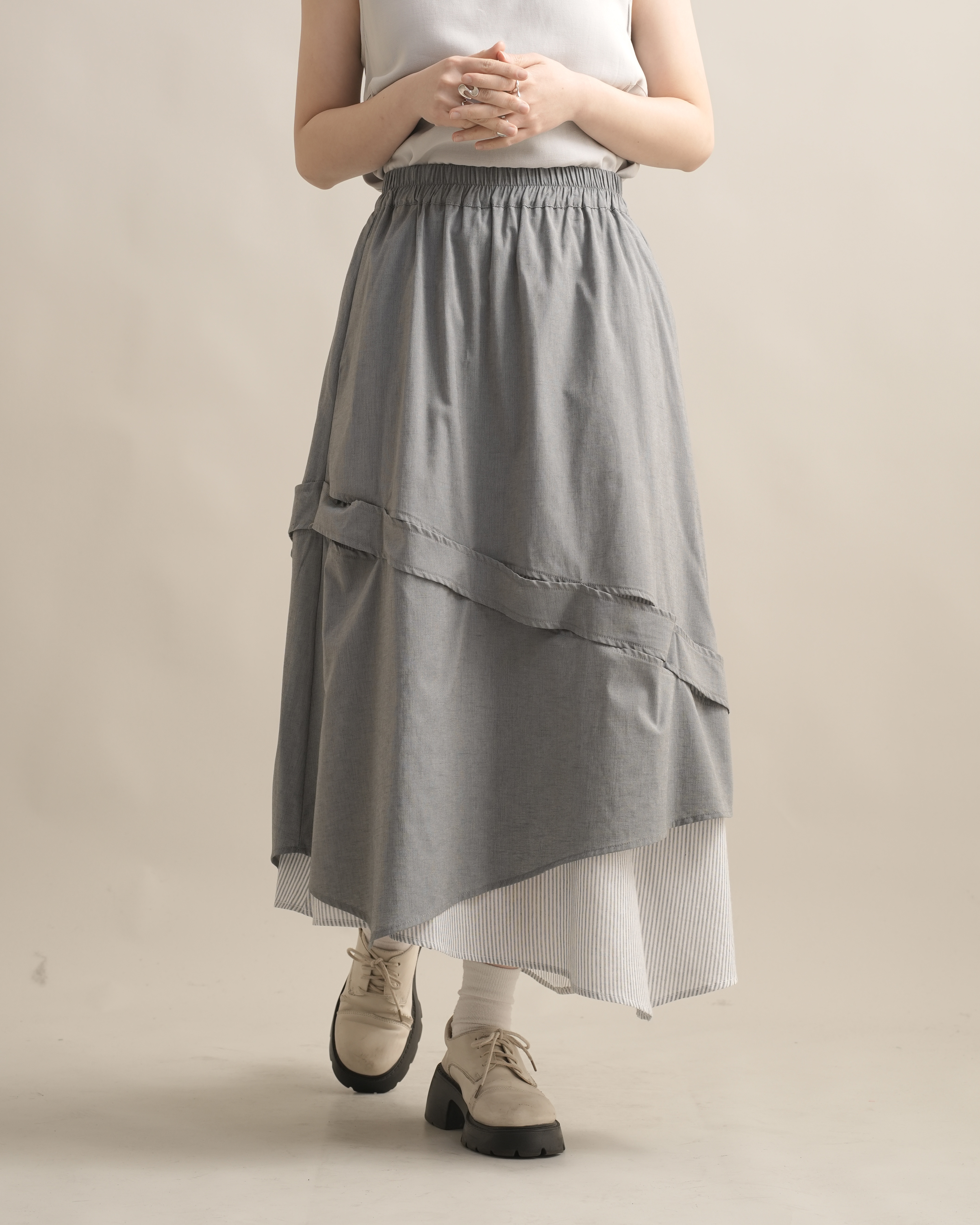 060250 小眾設計款! 多層次拼接半裙 - 2 colors