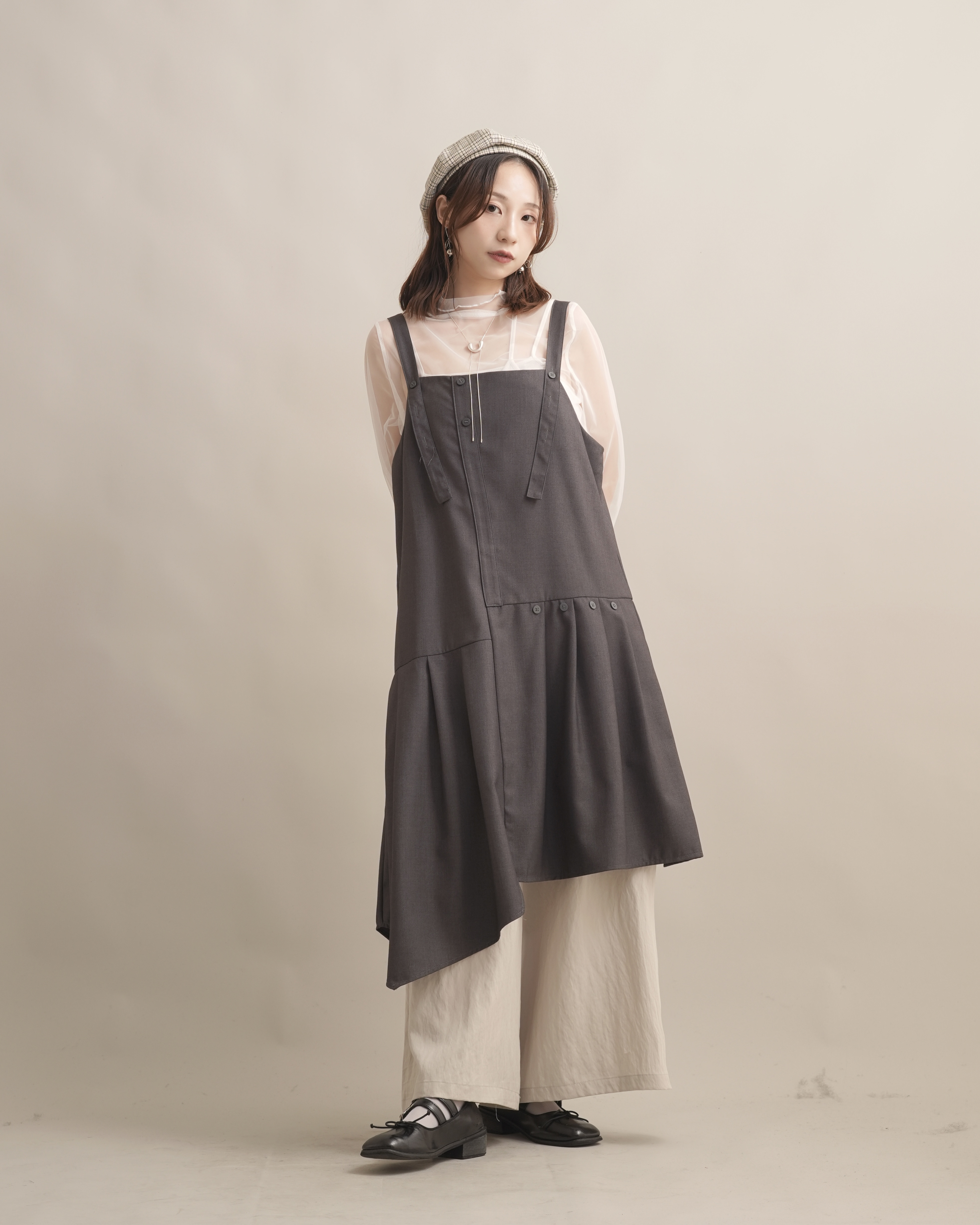 060278 小眾設計款! 不對稱吊帶洋 - 2 colors