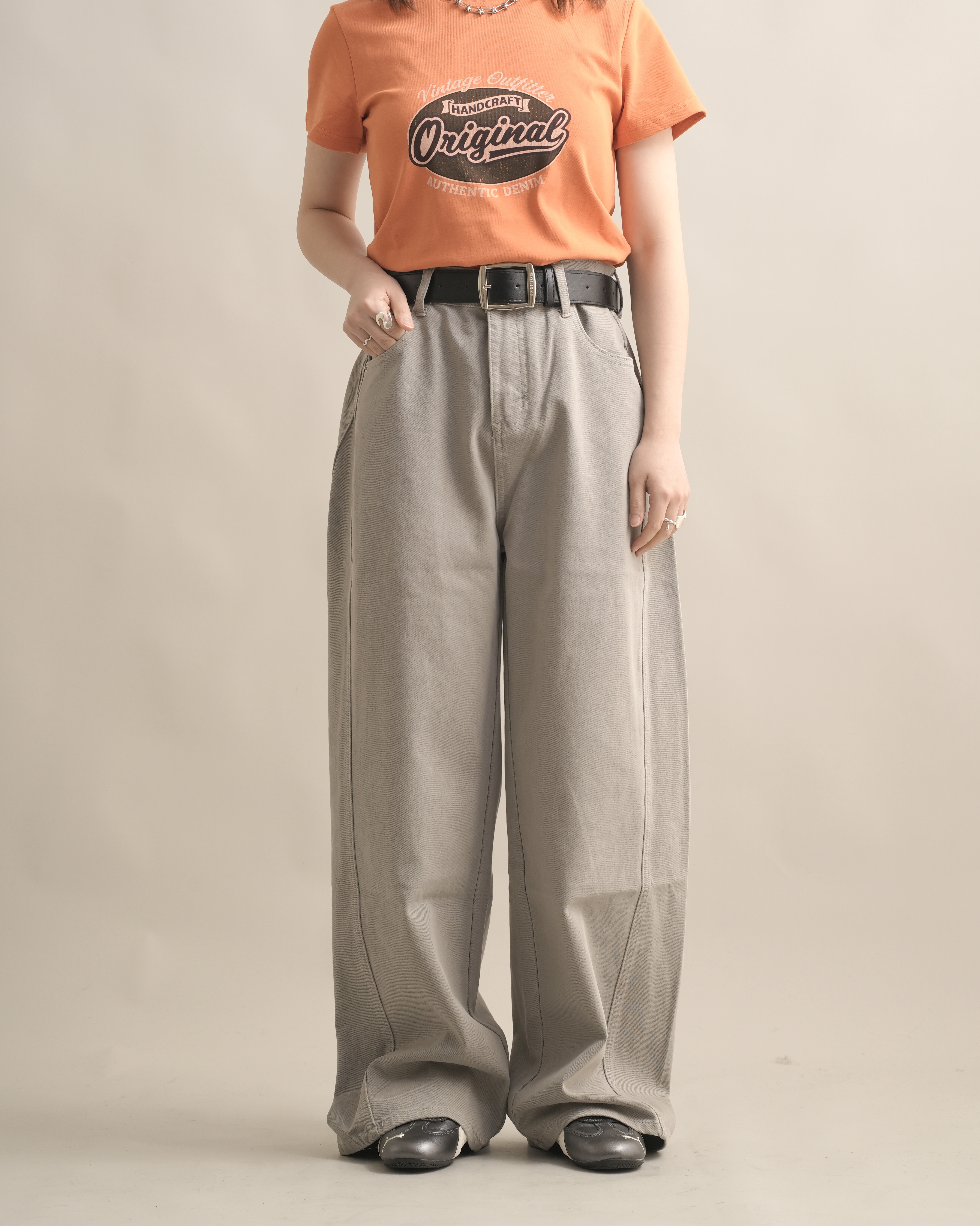 060369 落地感休閒寬褲 - 2 colors (附皮帶)