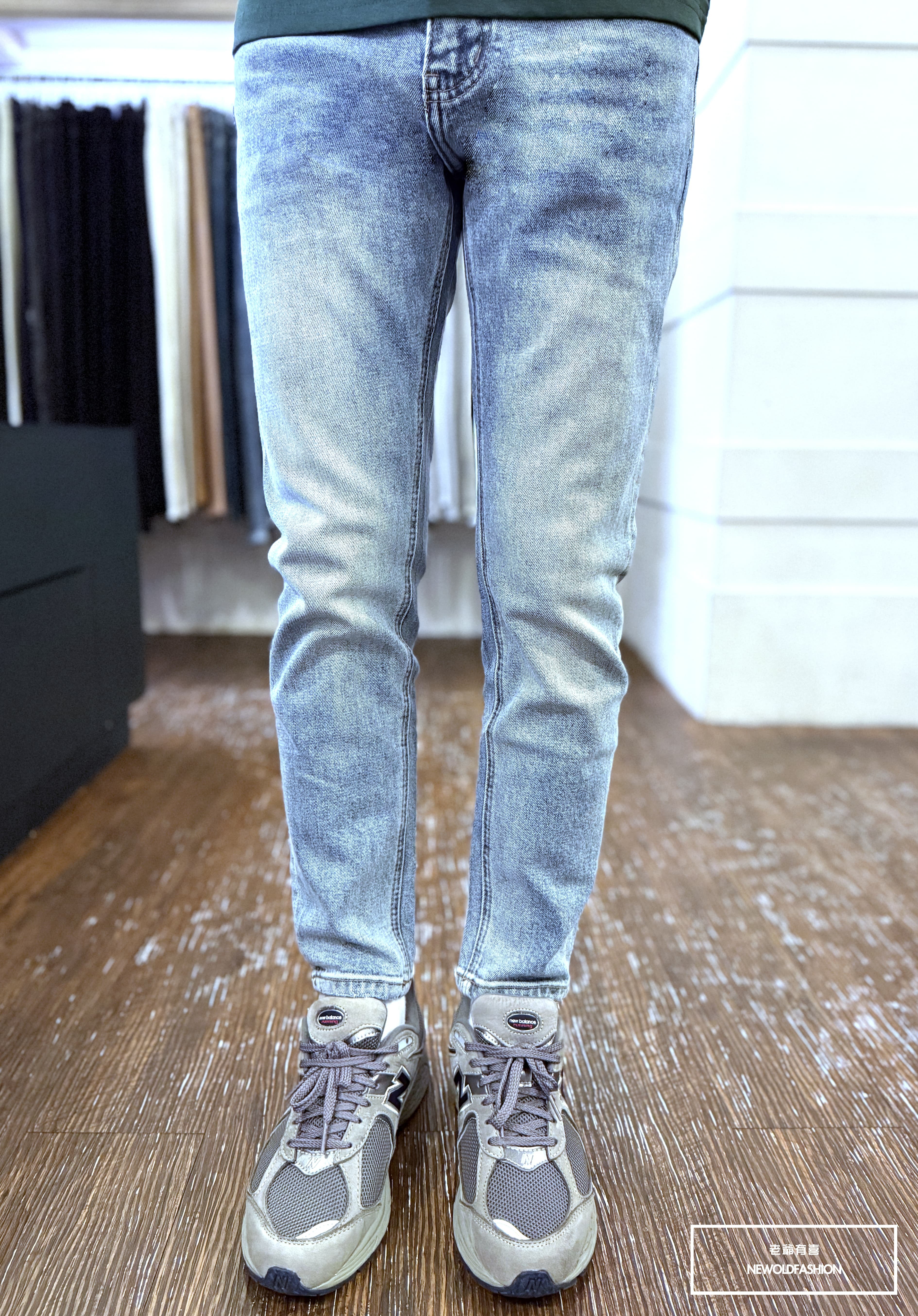 『官網限定』重磅中藍刷白素面九分小直筒(NOF2603K595)