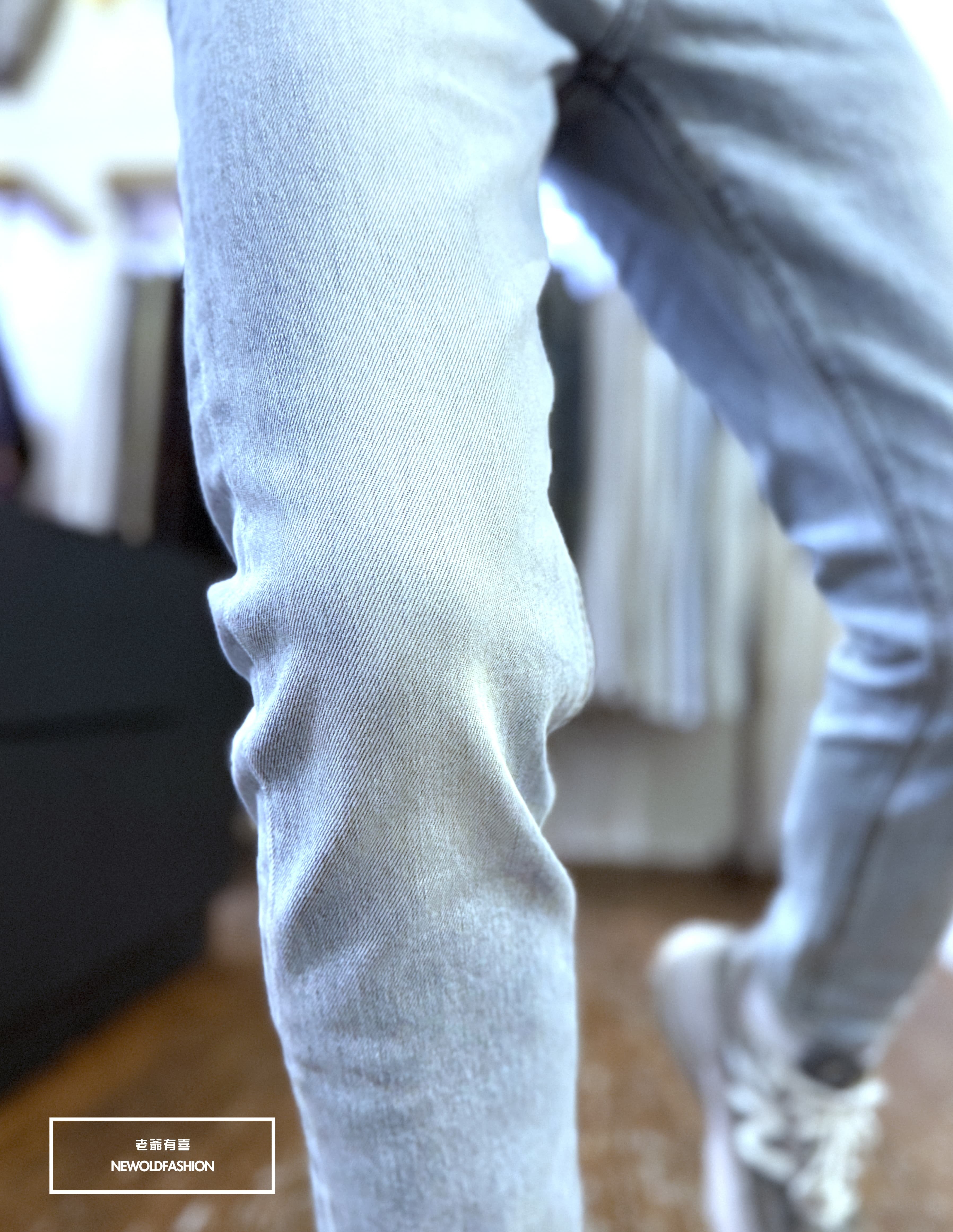 『官網限定』重磅淺藍素面刷白九分小直筒(NOF2603K600)