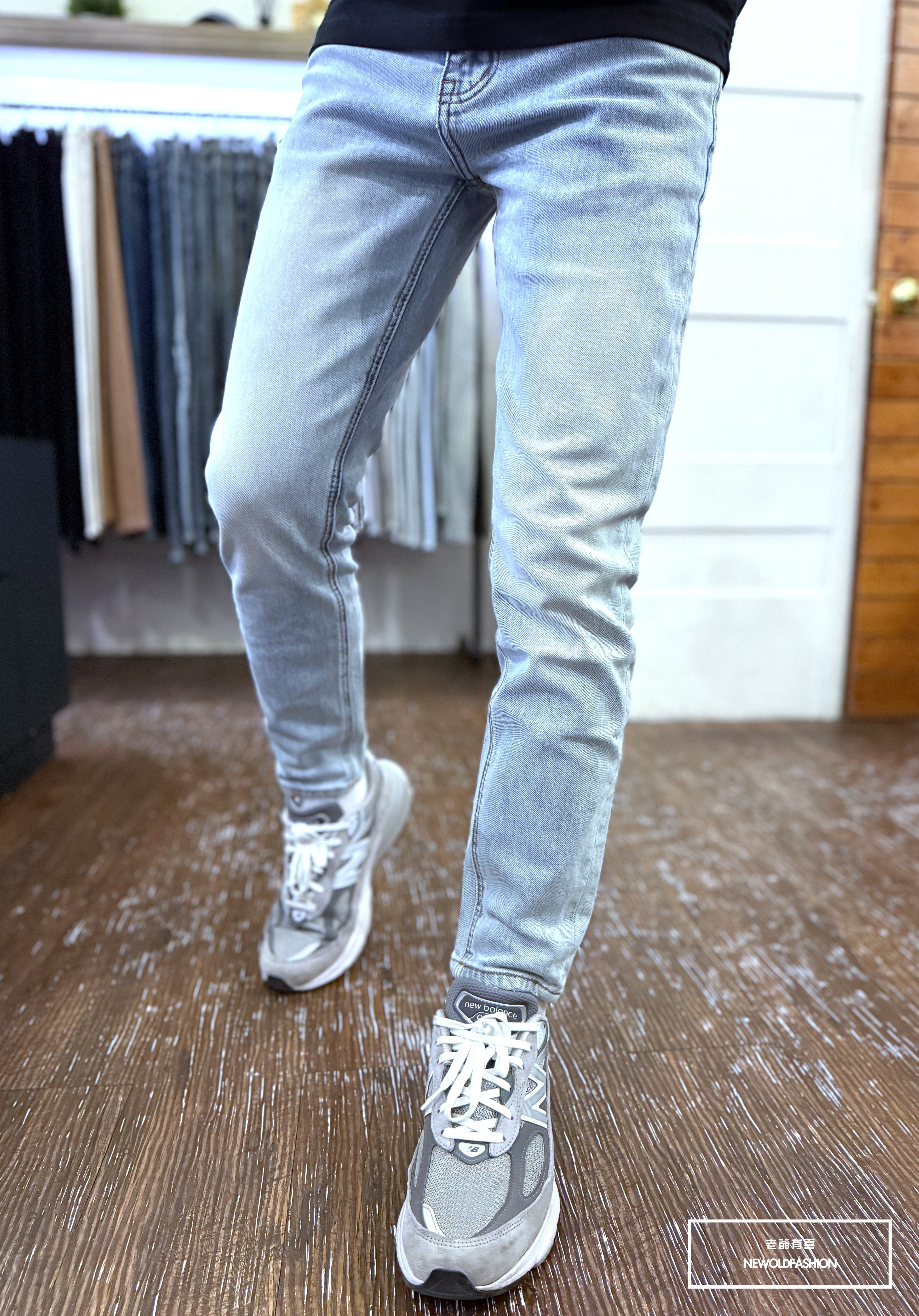 『官網限定』重磅淺藍素面刷白九分小直筒(NOF2603K600)