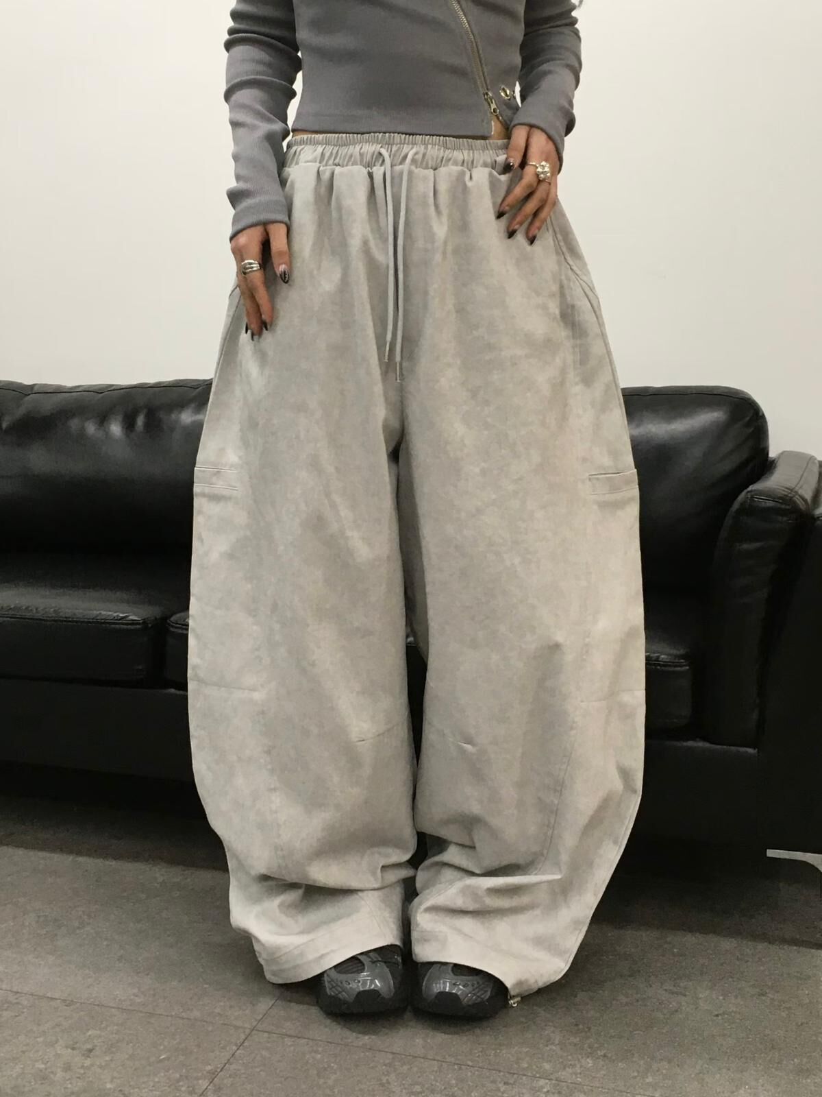 淨色可束腳鬆身褲 Hestory-127P