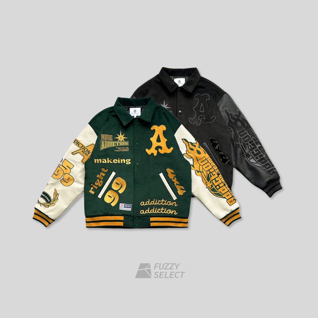 【逢甲 FUZZY】MTA Baseball Jacket 翻領 棒球夾克 黑色 綠色 M25AWBJ01