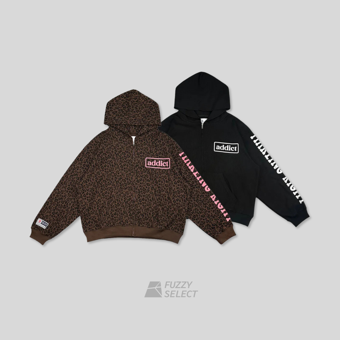 【逢甲FUZZY】MTA ADDICT WAFFLE ZIP-HOODIE 黑 豹紋 印花 華夫格 連帽外套 M25AWZH02