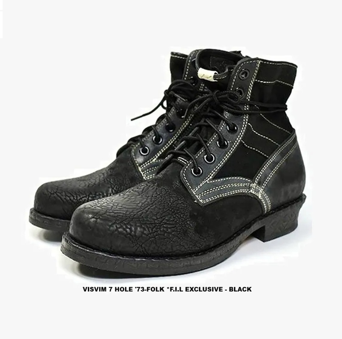 LAST PCS: VISVIM 7 HOLE '73-FOLK *F.I.L EXCLUSIVE - BLACK SIZE 10 PRE ORDER ITEM (預訂中)