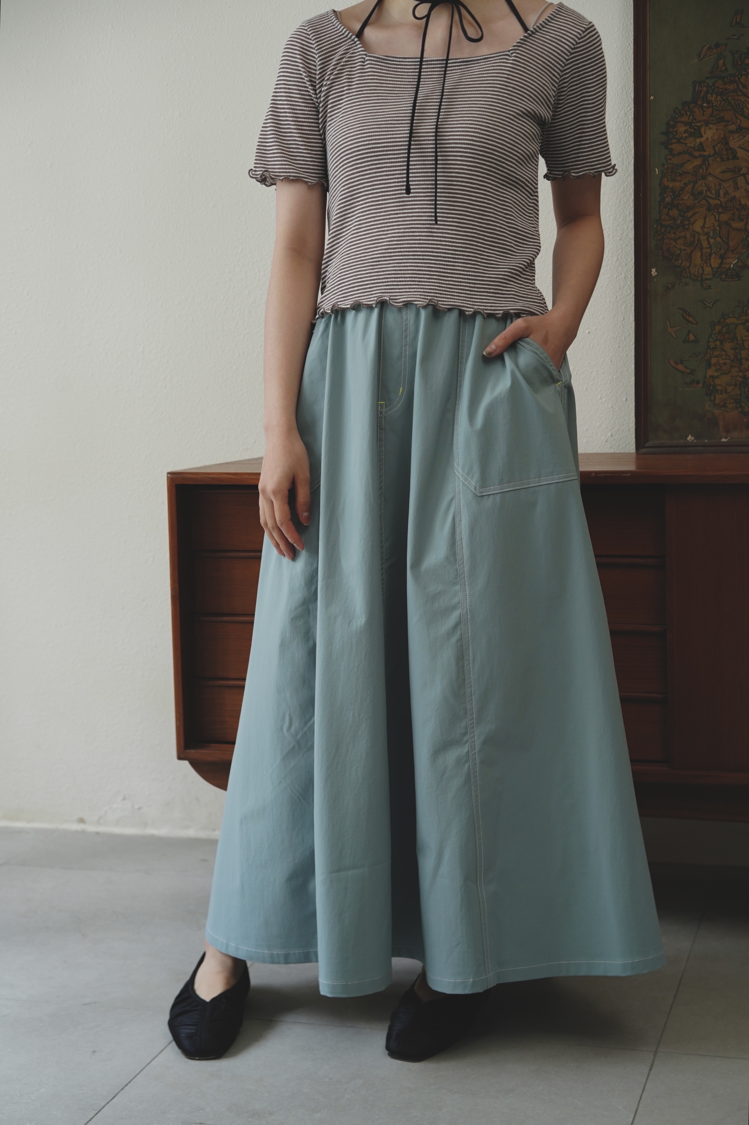 休閑感明線傘裙 - SK62005