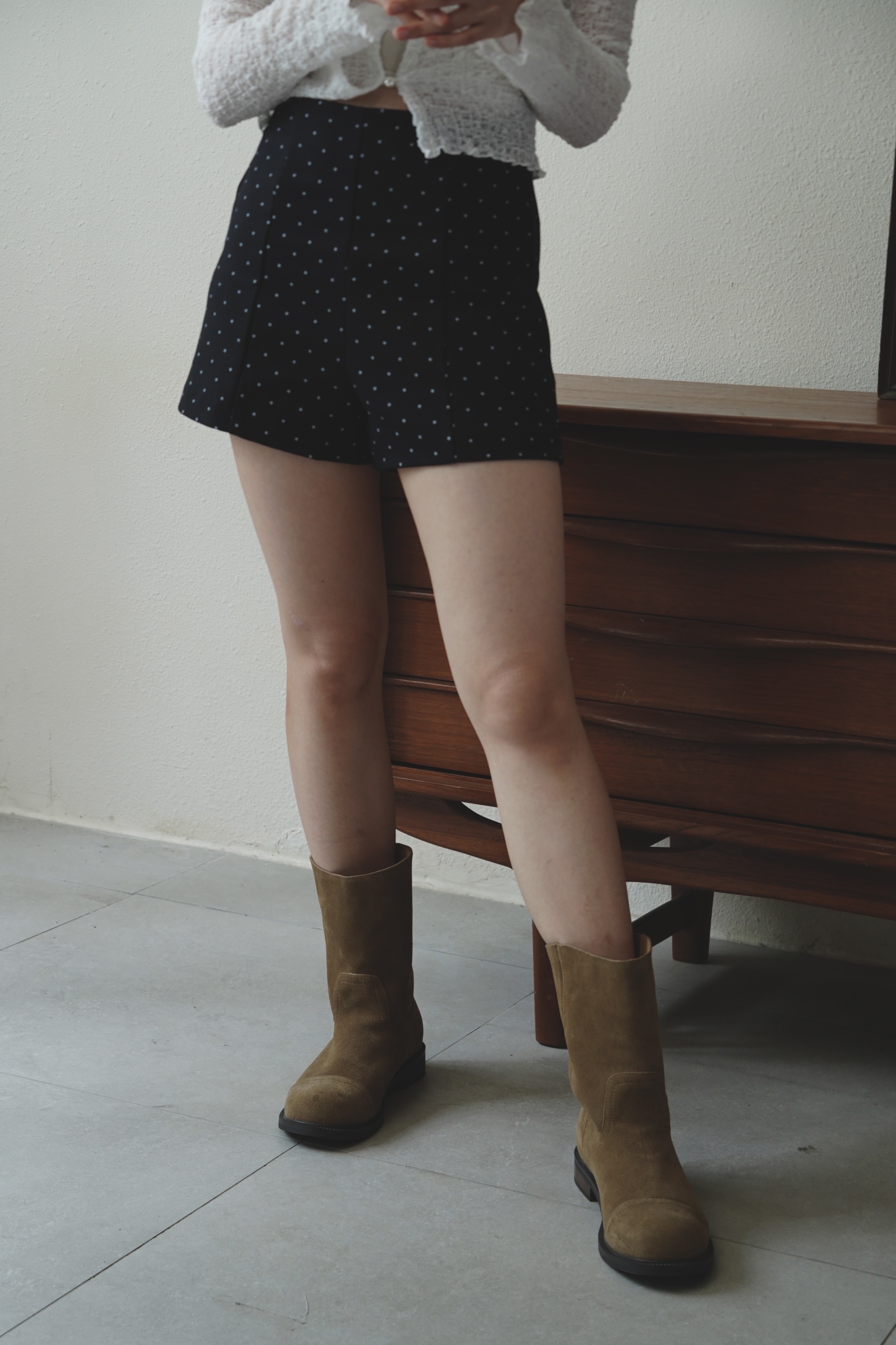 法式優雅～高腰微A剪裁短褲 - TR62008