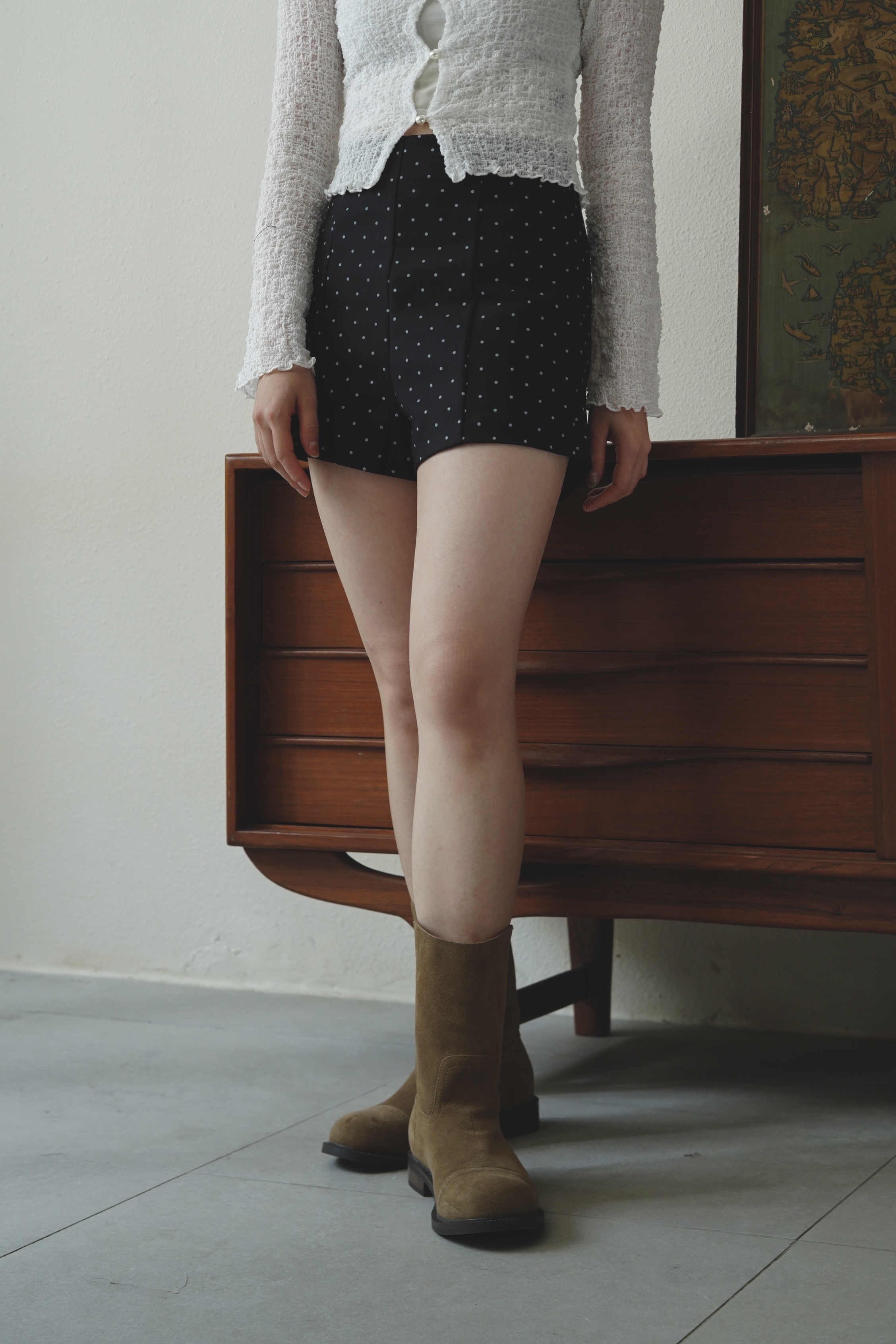 法式優雅～高腰微A剪裁短褲 - TR62008