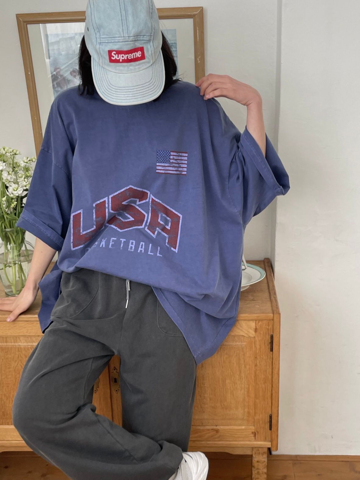 OverSize洗水英文字短袖Tee MB-032T