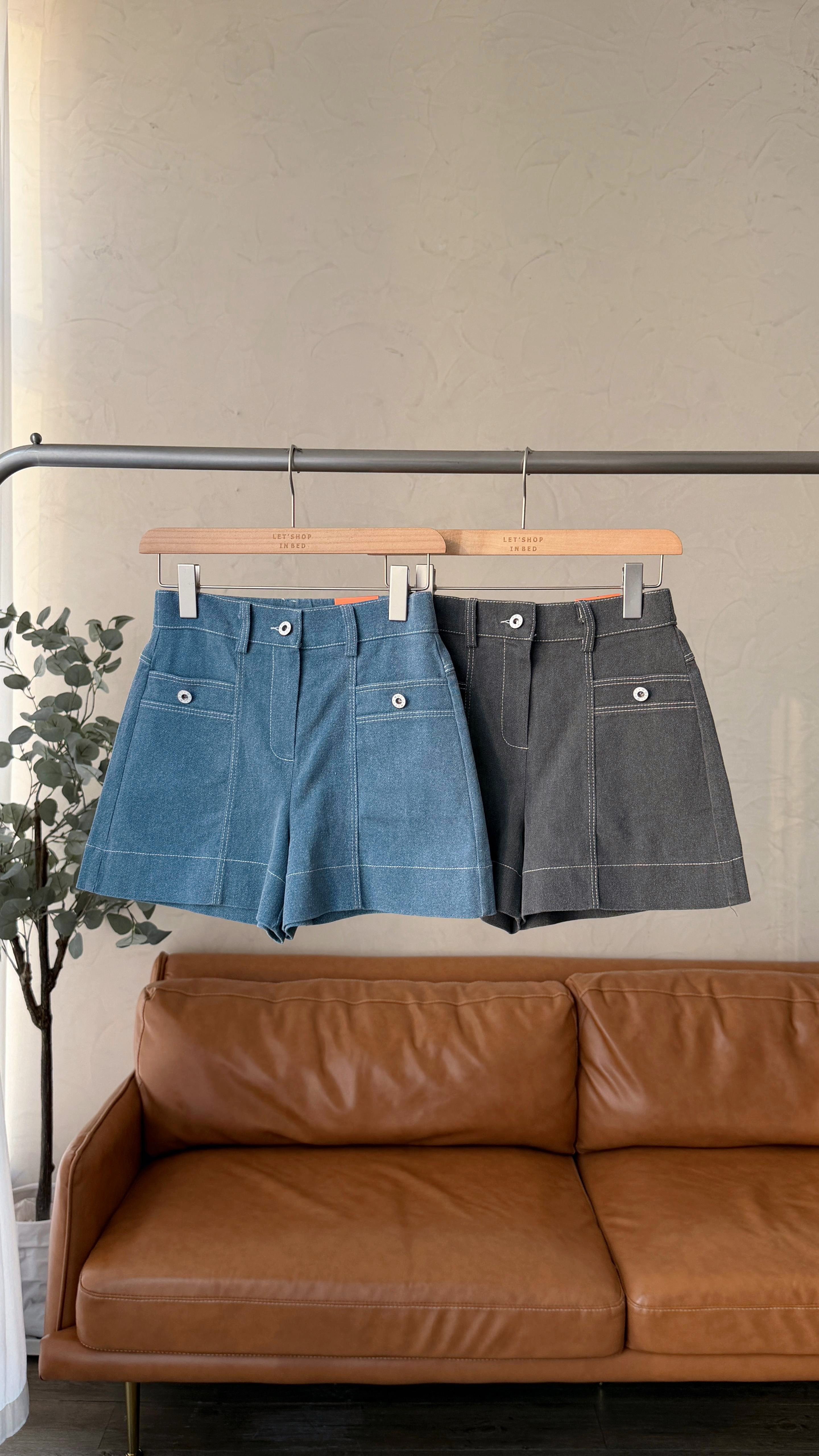 KR511 巨舒適顯瘦扯布短褲-2色