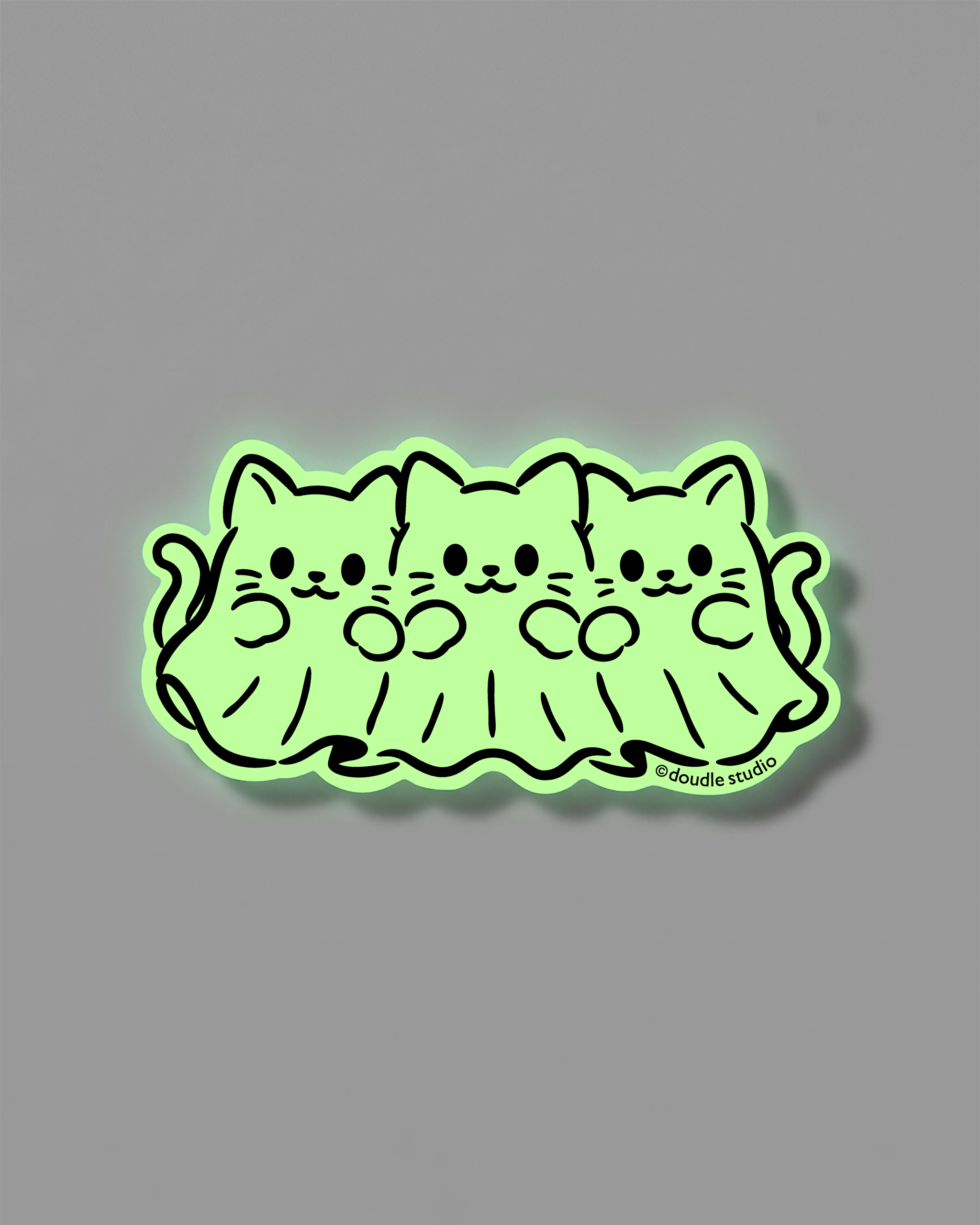 夜光防水貼紙 - 靈魂喵喵抱一起