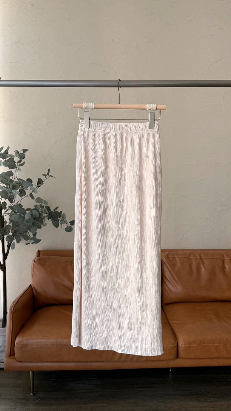 KR513 暗樹紋全橡筋腰直筒裙-2色