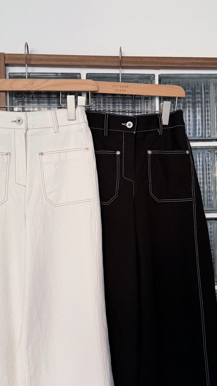 KR515 超顯直腳扯布直筒闊褲-2色