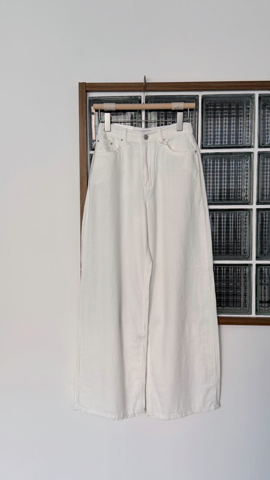 KR517 睡褲級巨百搭奶白色牛仔褲