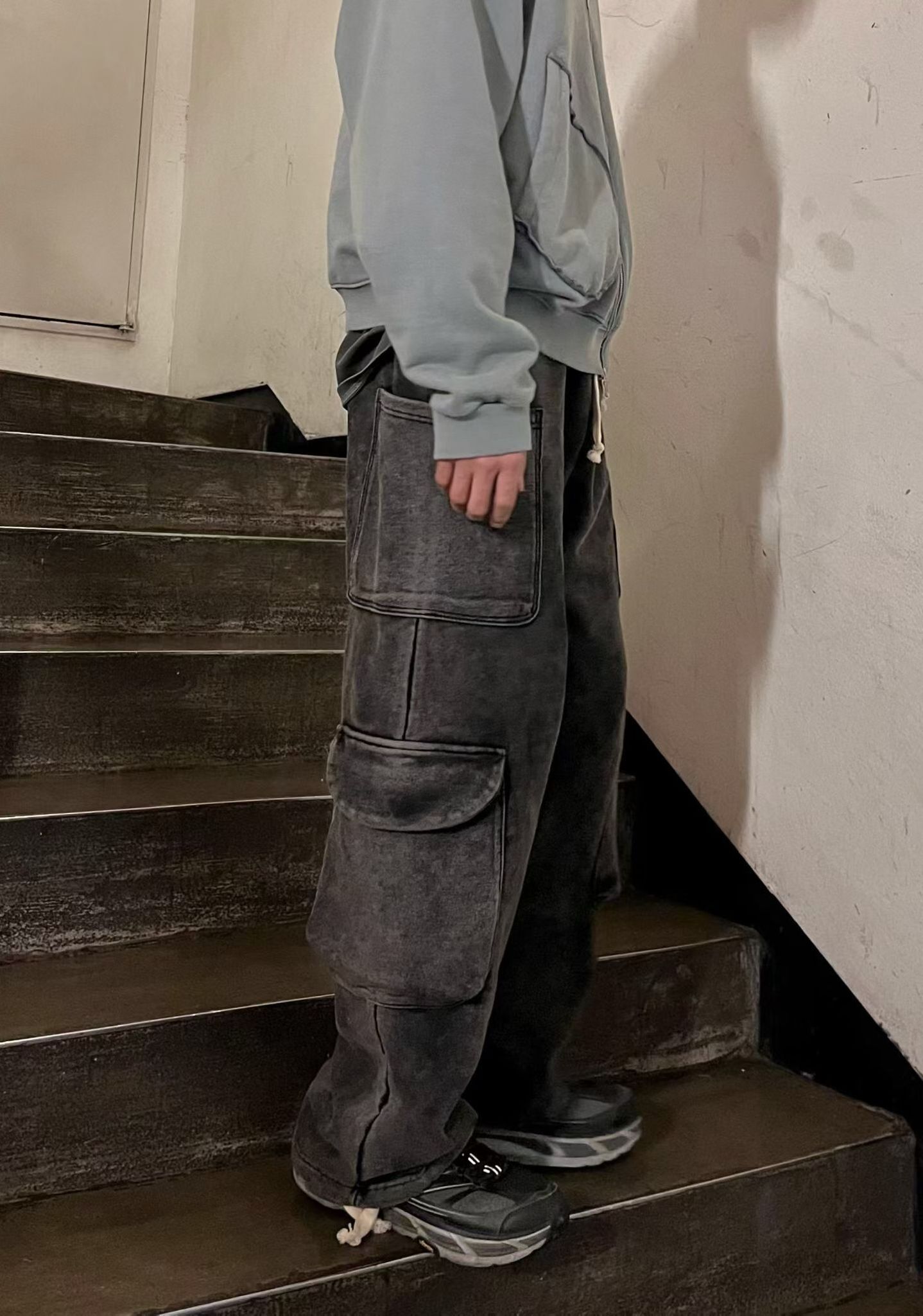 洗水淨色可束腳運動褲 HAND-055P