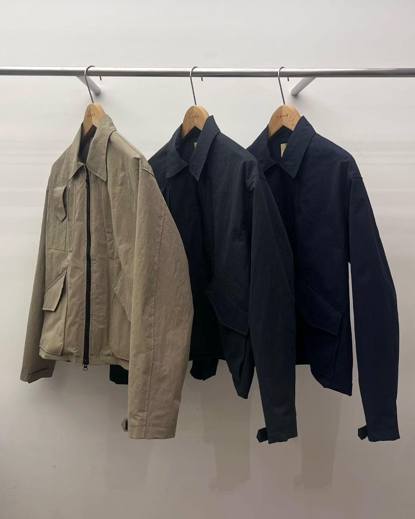 淨色反領拉鍊外套 HAND-058JK