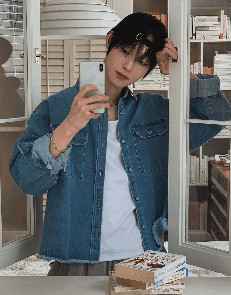 毛邊短版牛仔夾克