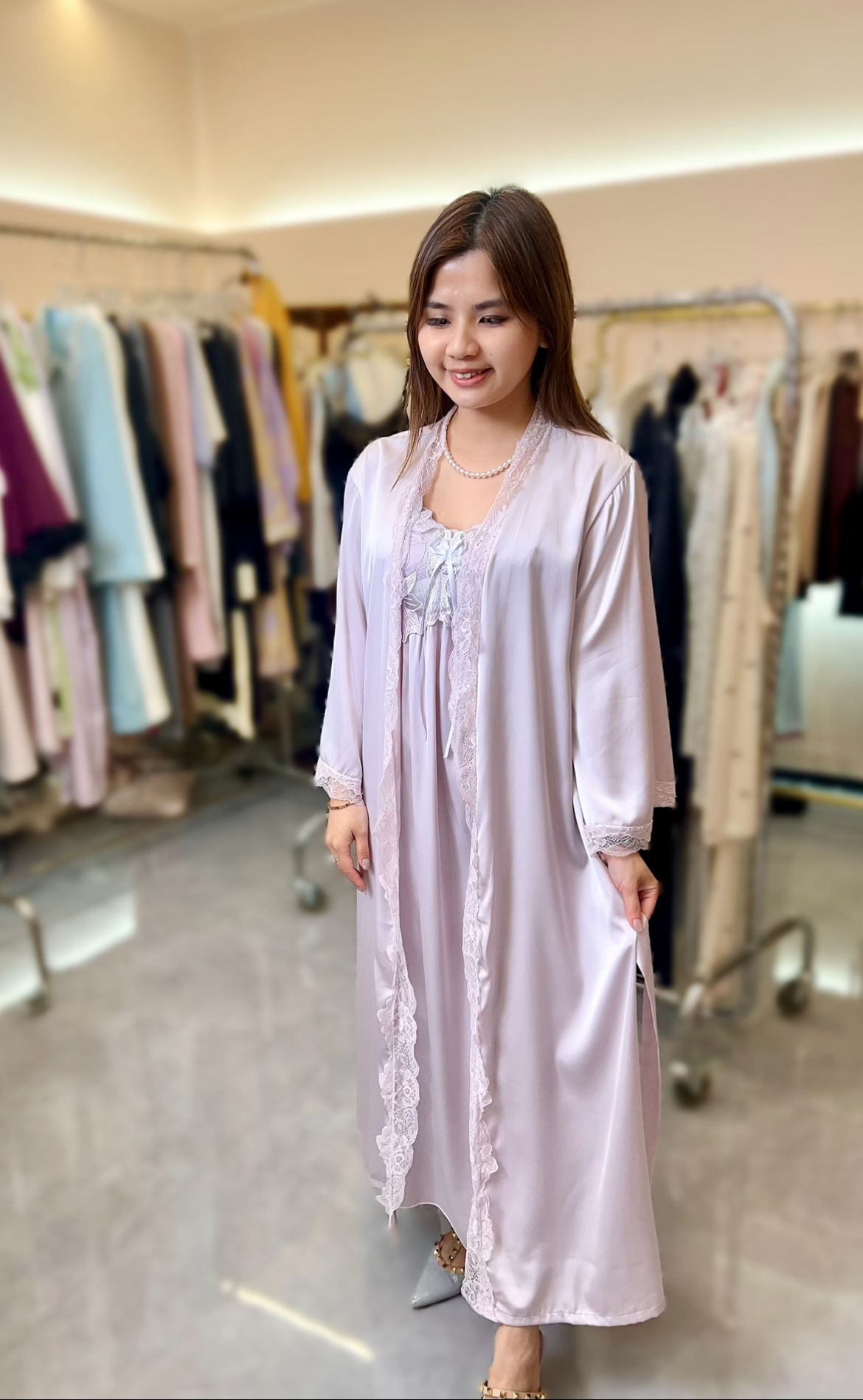 B18 AL8362訂製款塔夫綢絲感吊帶套裝 $308/1套        長  46