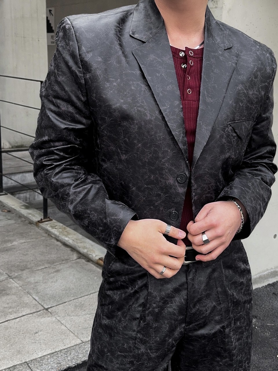 Arty 裂紋皮革短版夾克