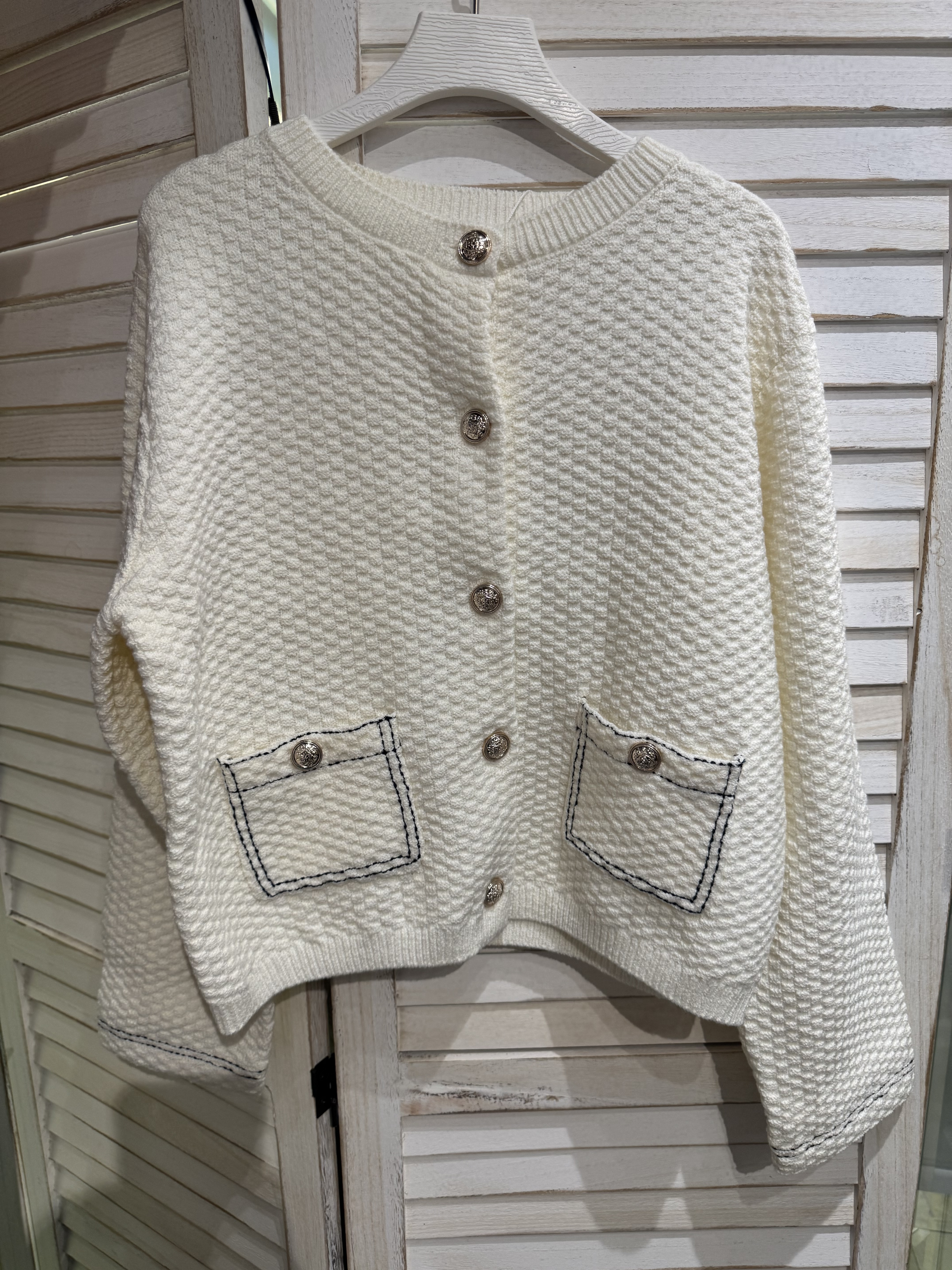 OLIVE DES OLIVE 米白色車線外套