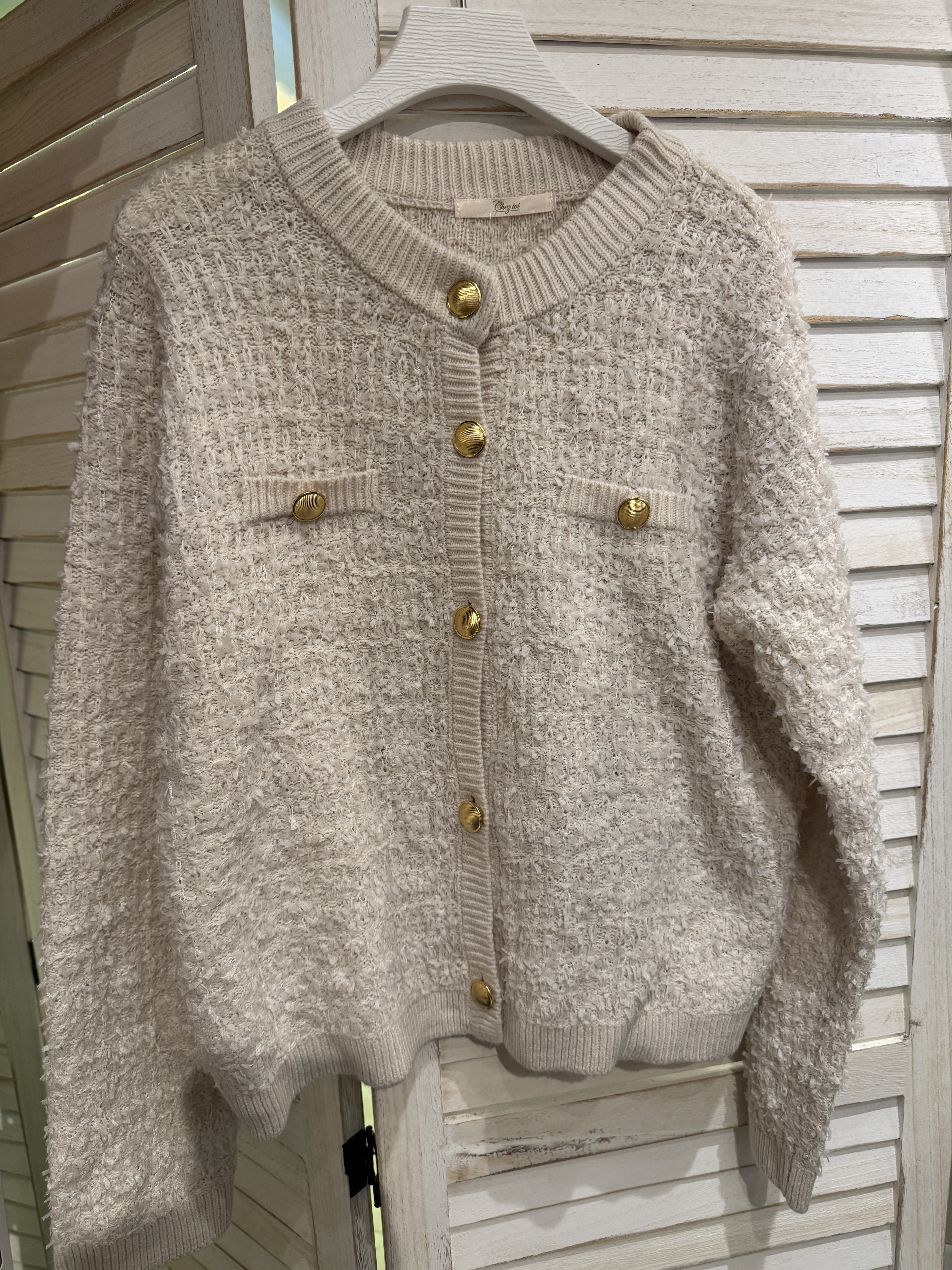 日牌米色金扣外套